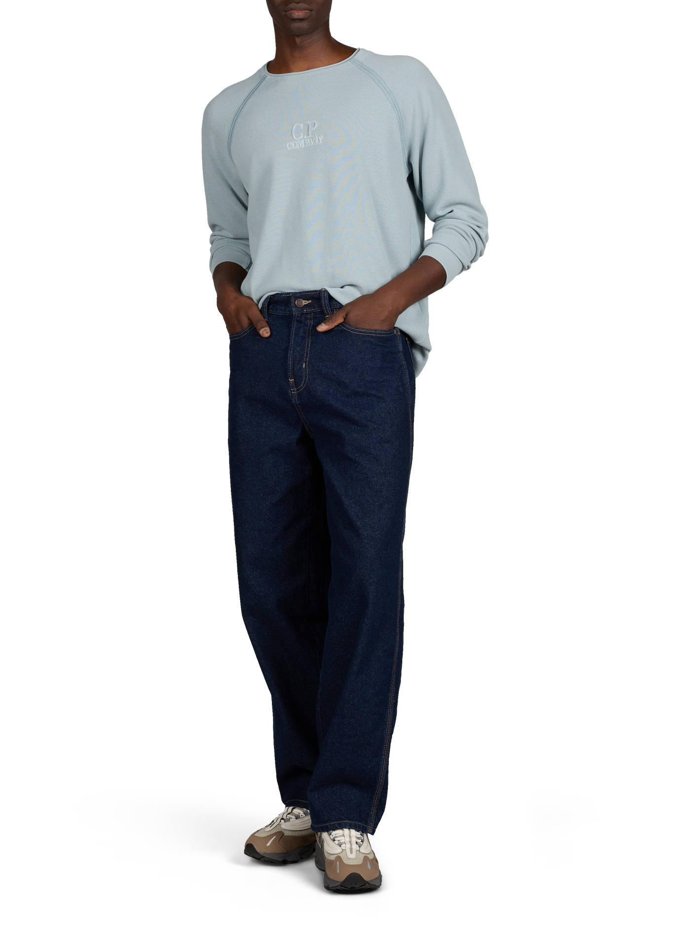 Embroidered brand cotton sweater CP COMPANY Blue