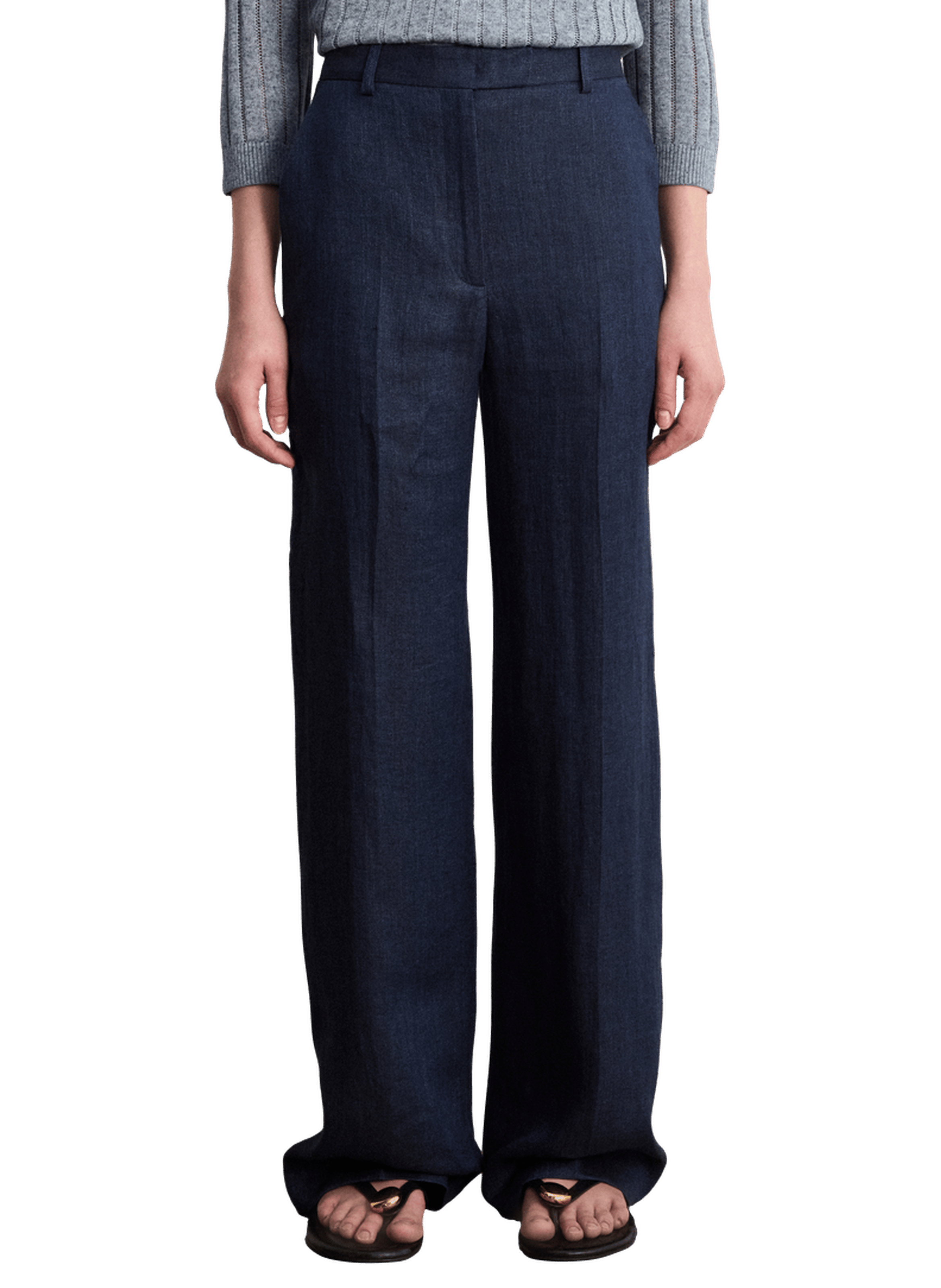 Pantalon de tailleur en lin à chevrons - bayalee PABLO Bleu