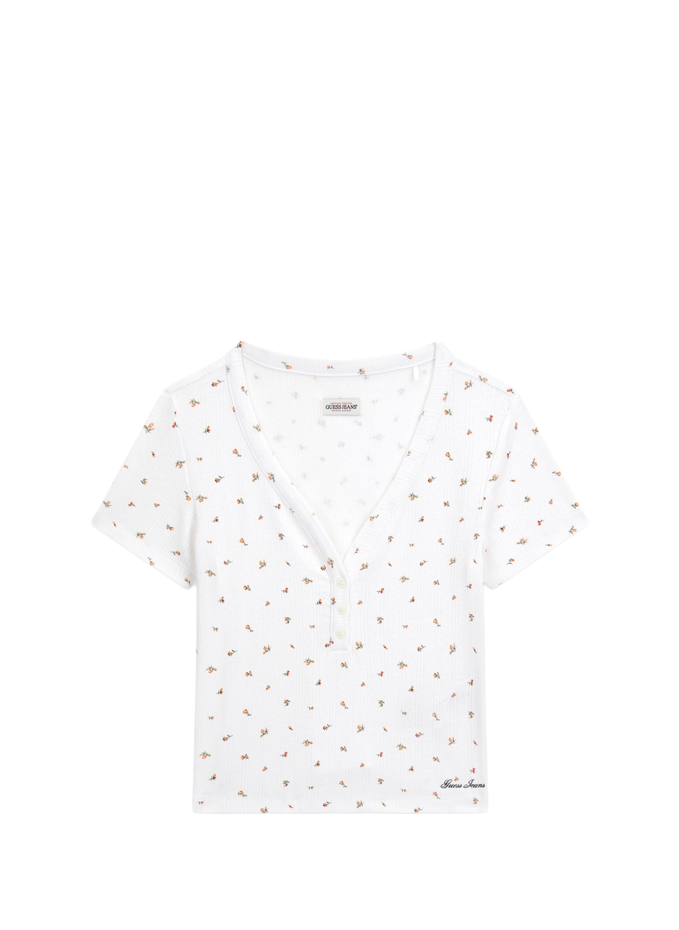 Bloemenprint T-shirt GUESS Wit