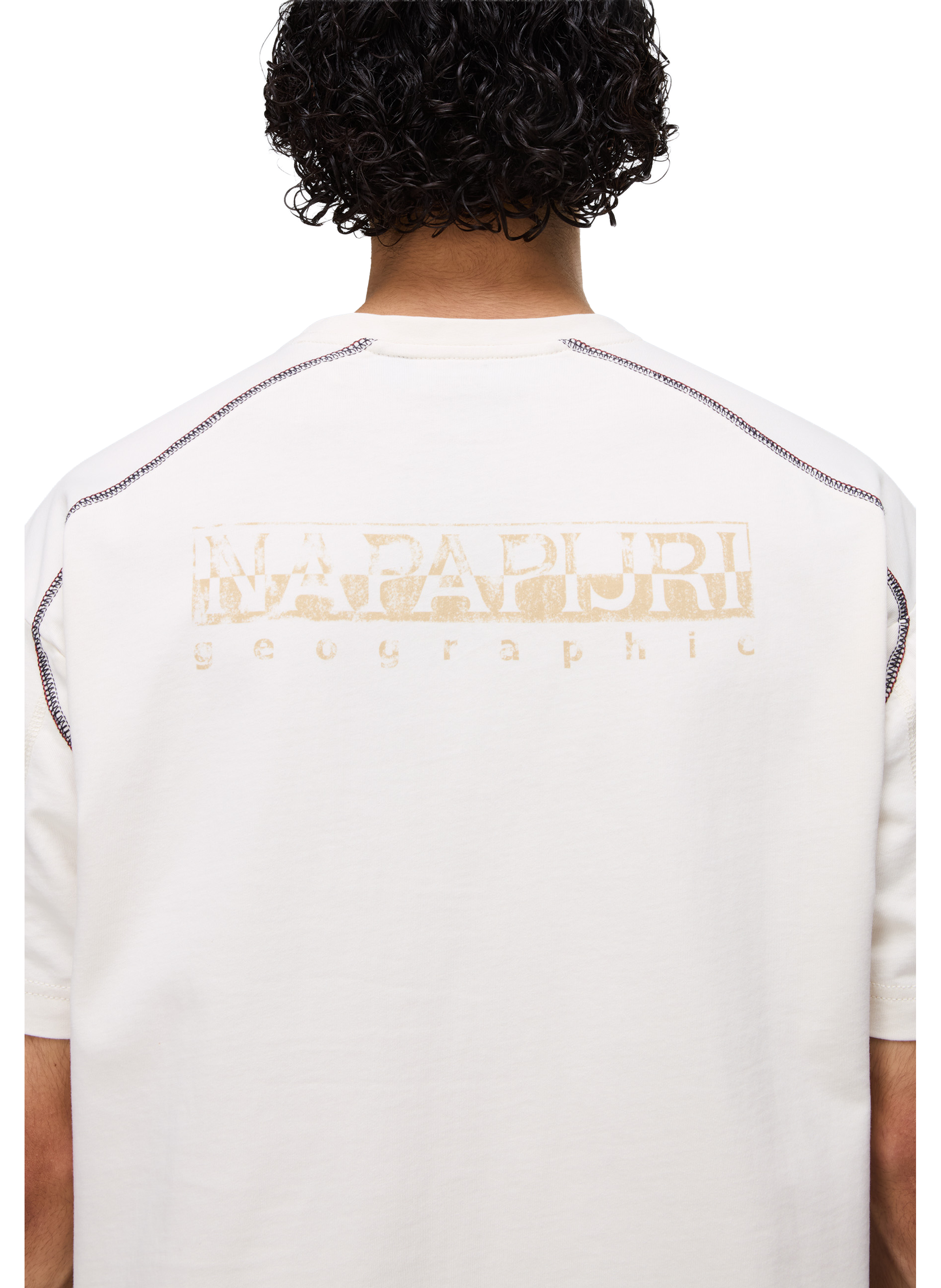 T-shirt droit imprimé Reflect en coton NAPAPIJRI Blanc
