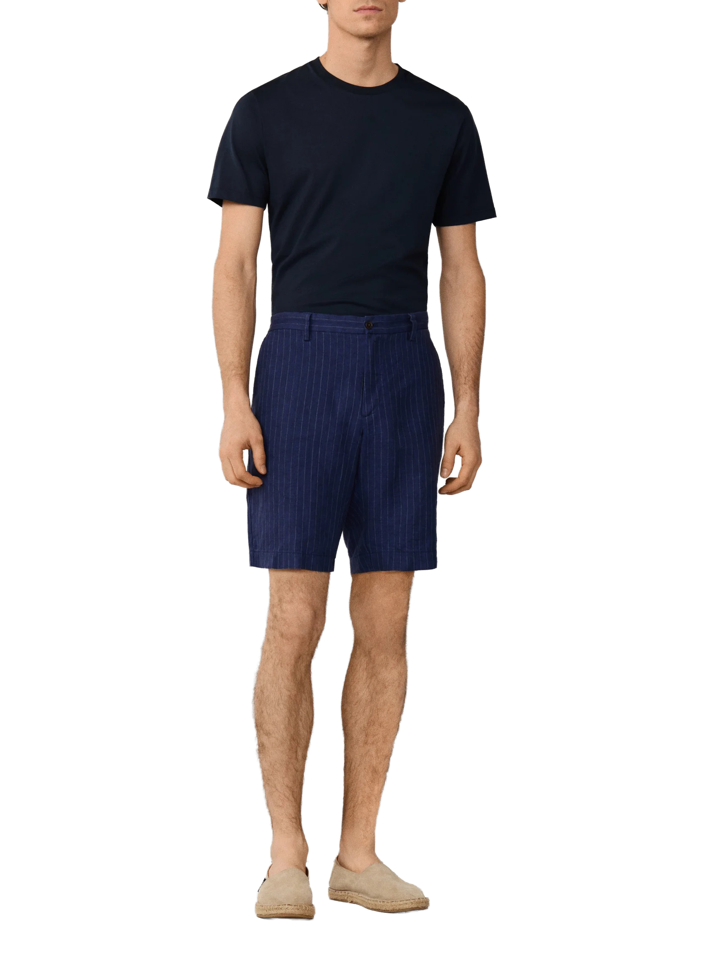 Short droit rayé en lin HACKETT Bleu