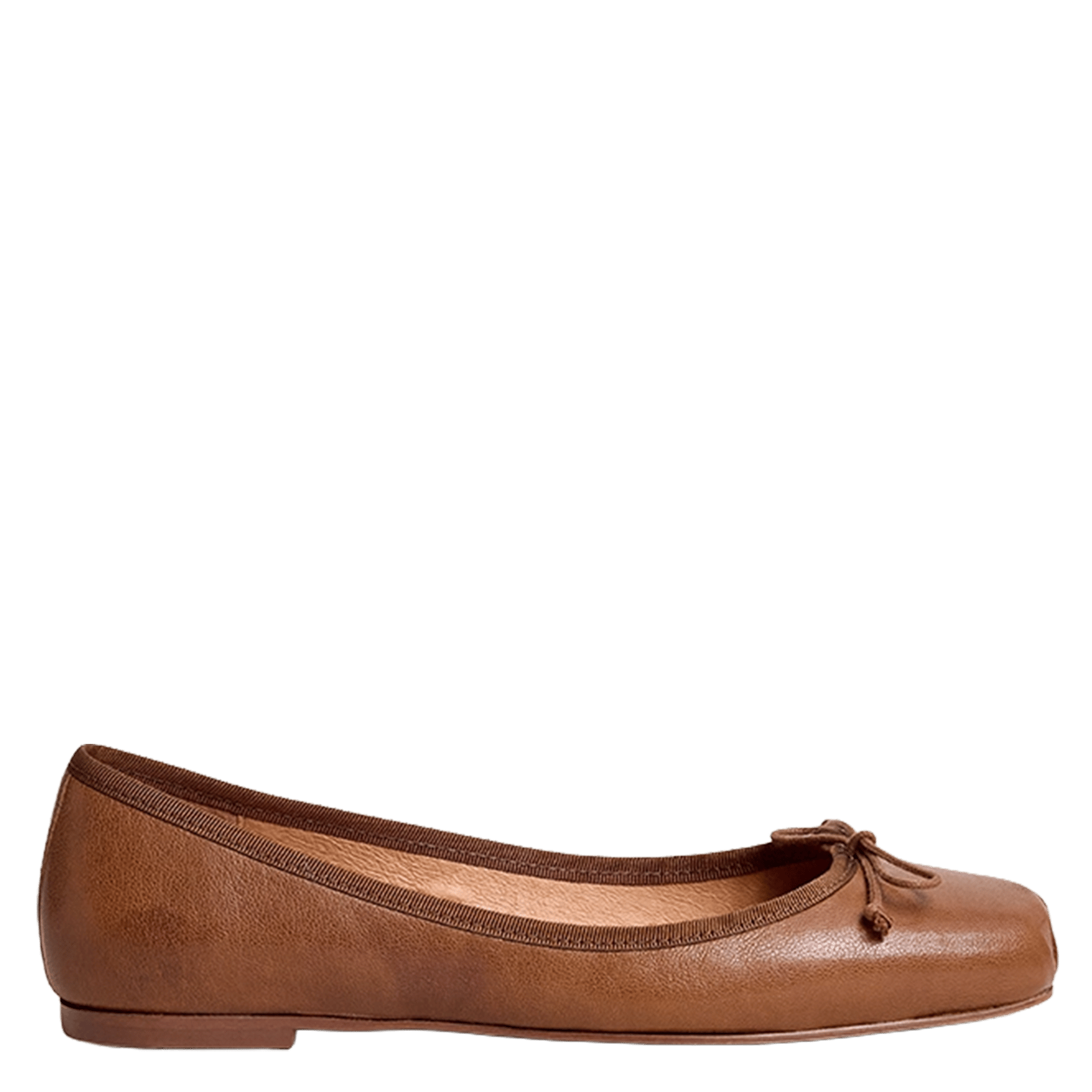 Ballerines à bouts carrés unies en cuir domine JONAK Marron