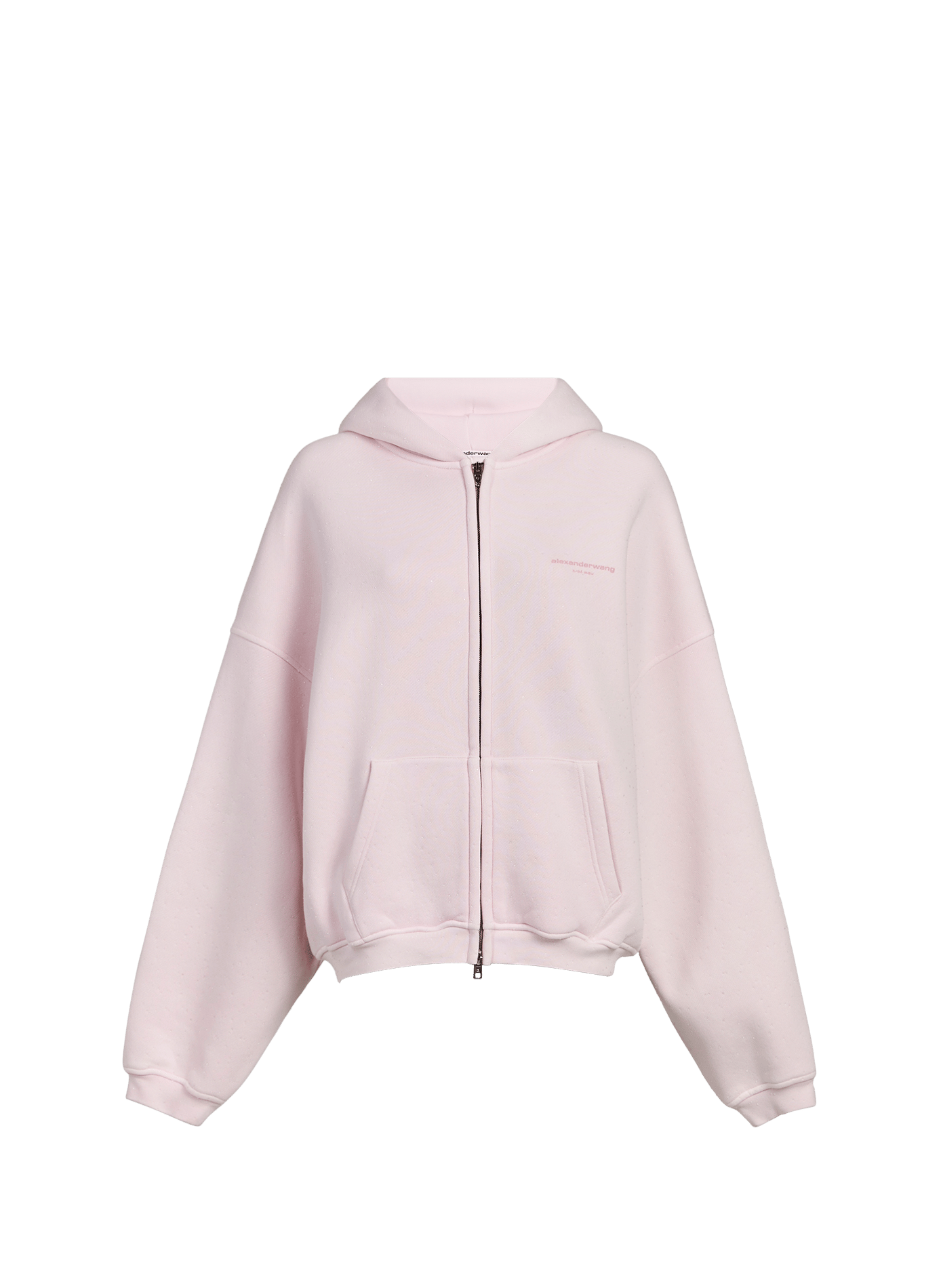 Hoodie strass oversize à capuche en coton mélangé ALEXANDER WANG Rose