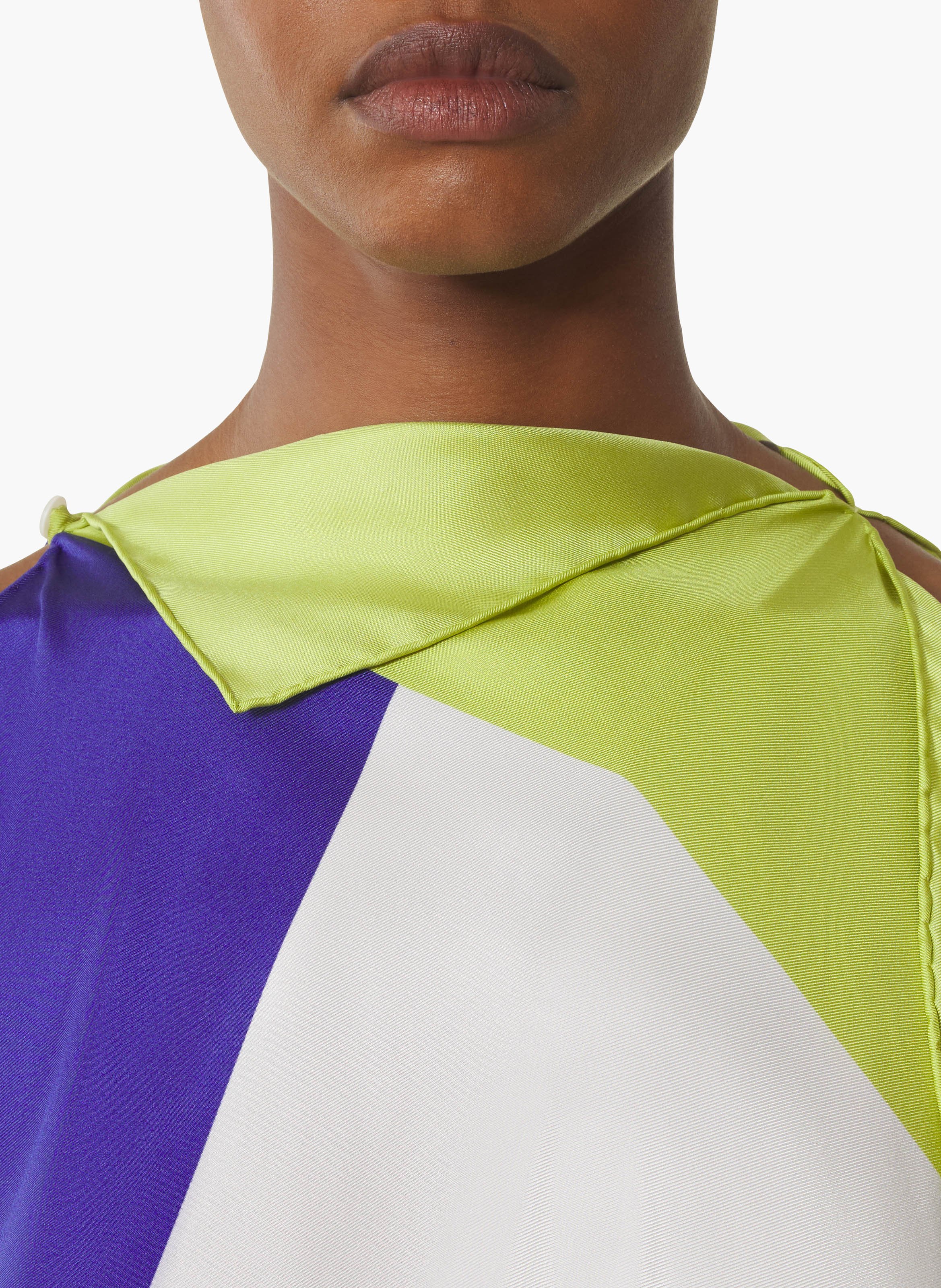 Top à motif graphique en soie LANVIN Bleu