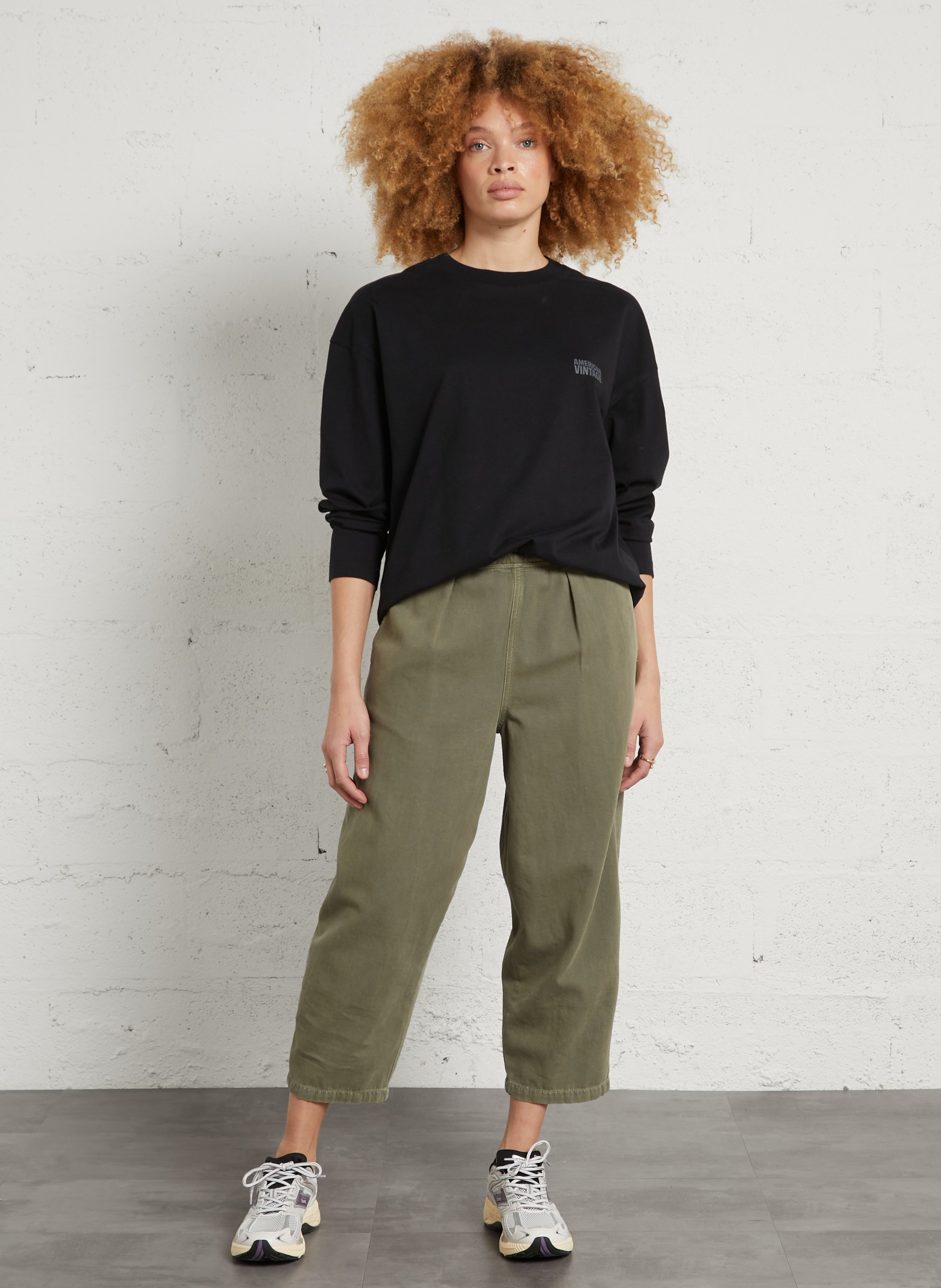 Jogginc large en coton et coton recyclé mélangé lycaz AMERICAN VINTAGE Vert