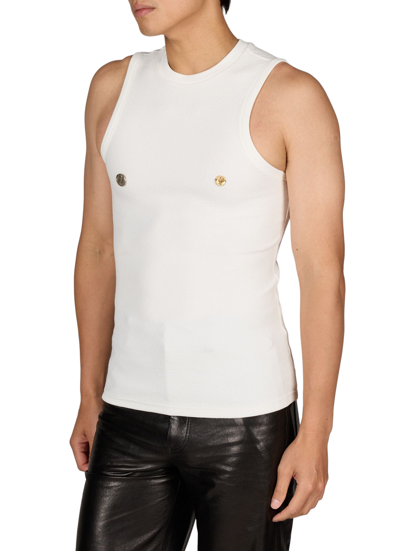 Textured round neck tank top SEAN SUEN White