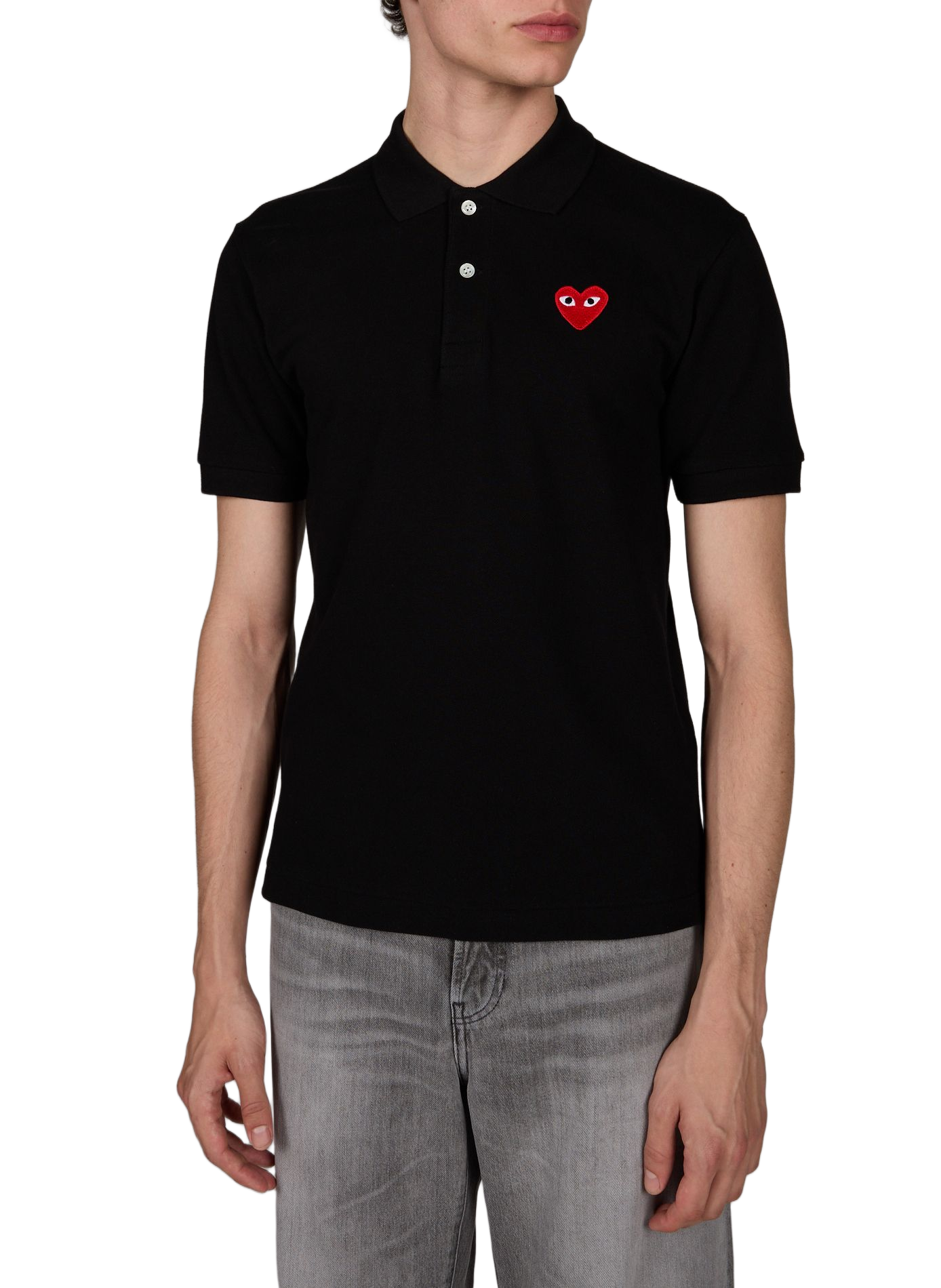 Polo met hartpatch van katoen COMME DES GARCONS PLAY Zwart