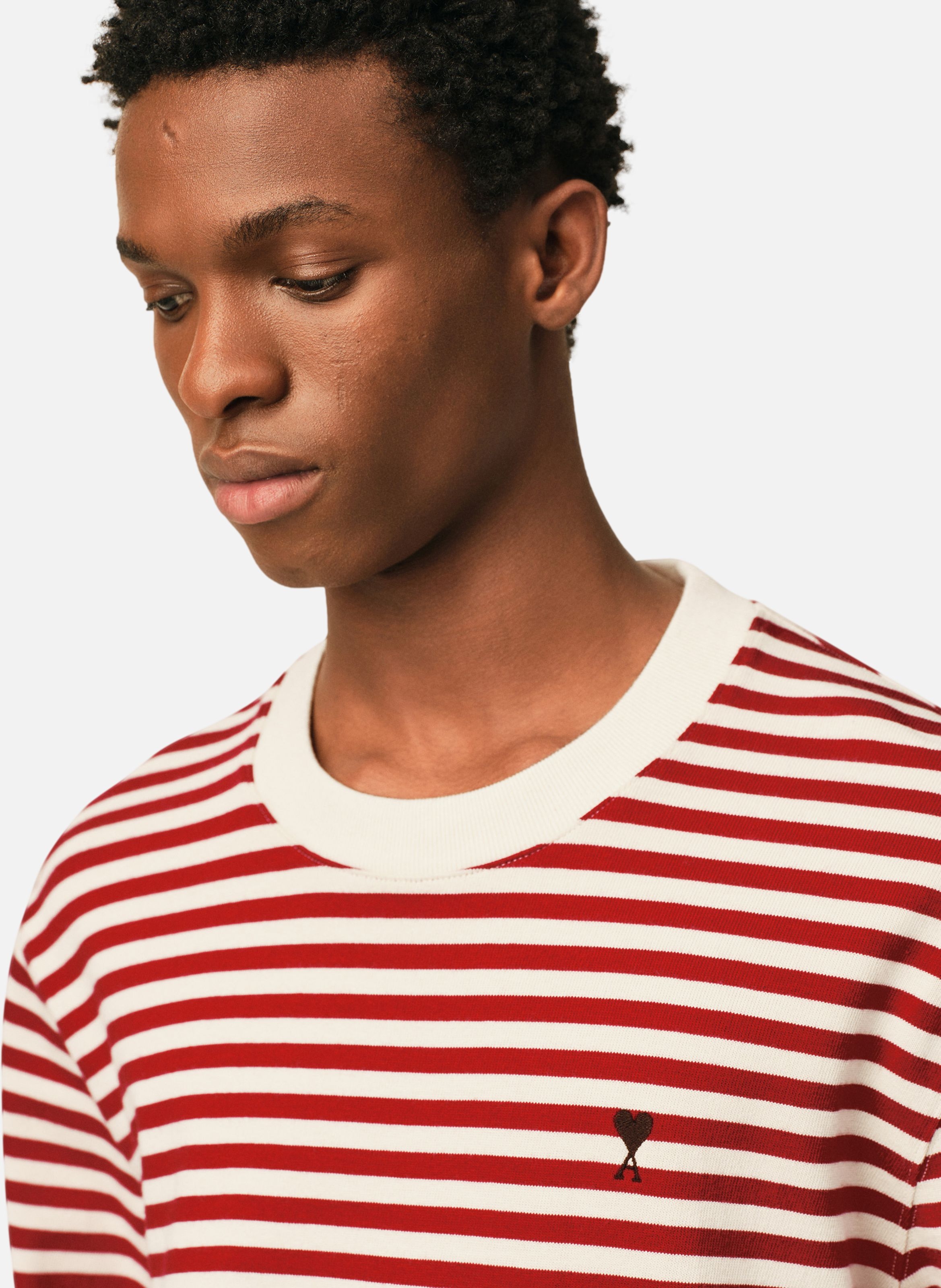 T-shirt marinière unisexe en coton ami de coeur AMI PARIS Rouge