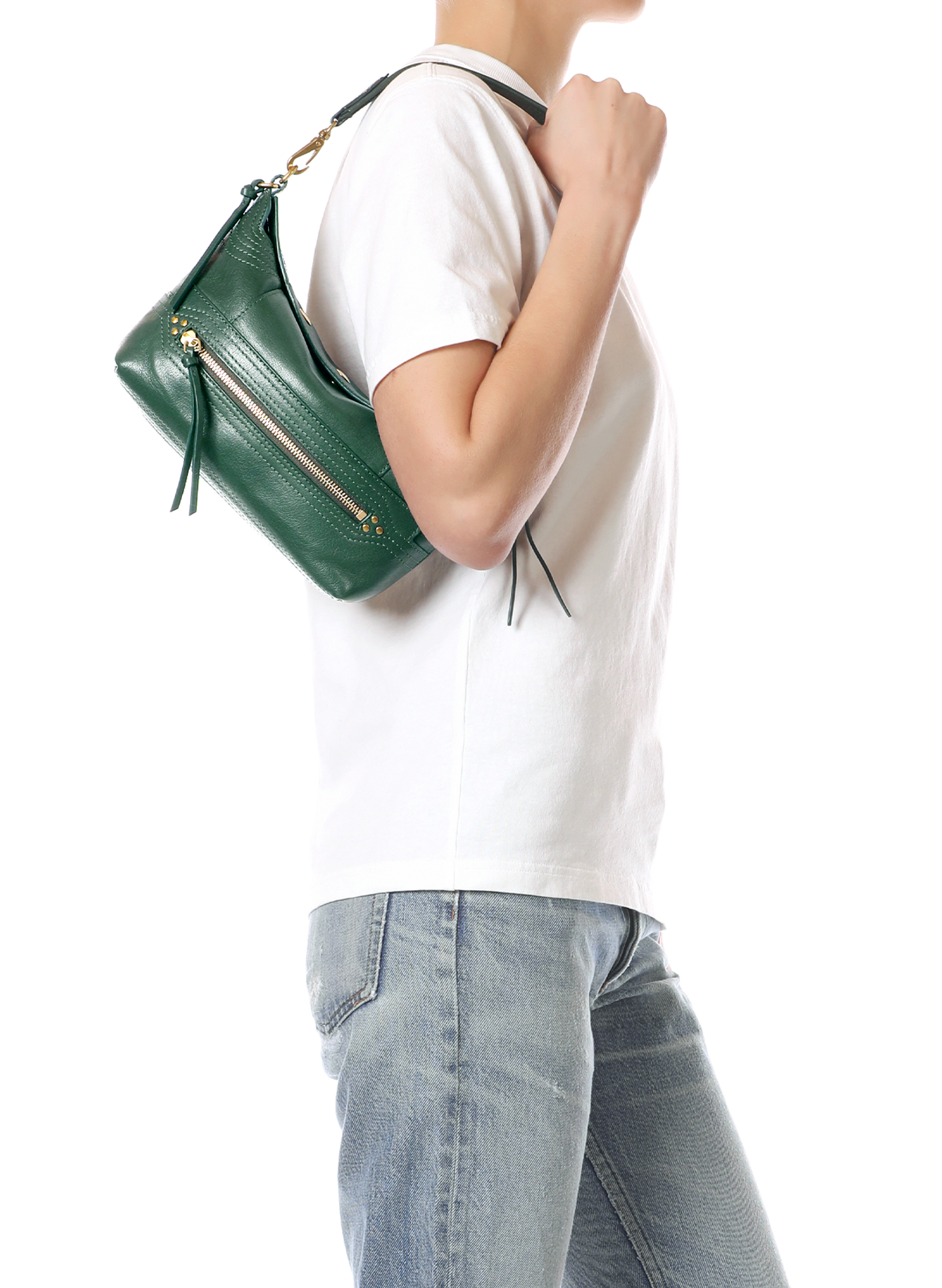 Sac Lucky Hobo Small en cuir de buffle JÉRÔME DREYFUSS Vert