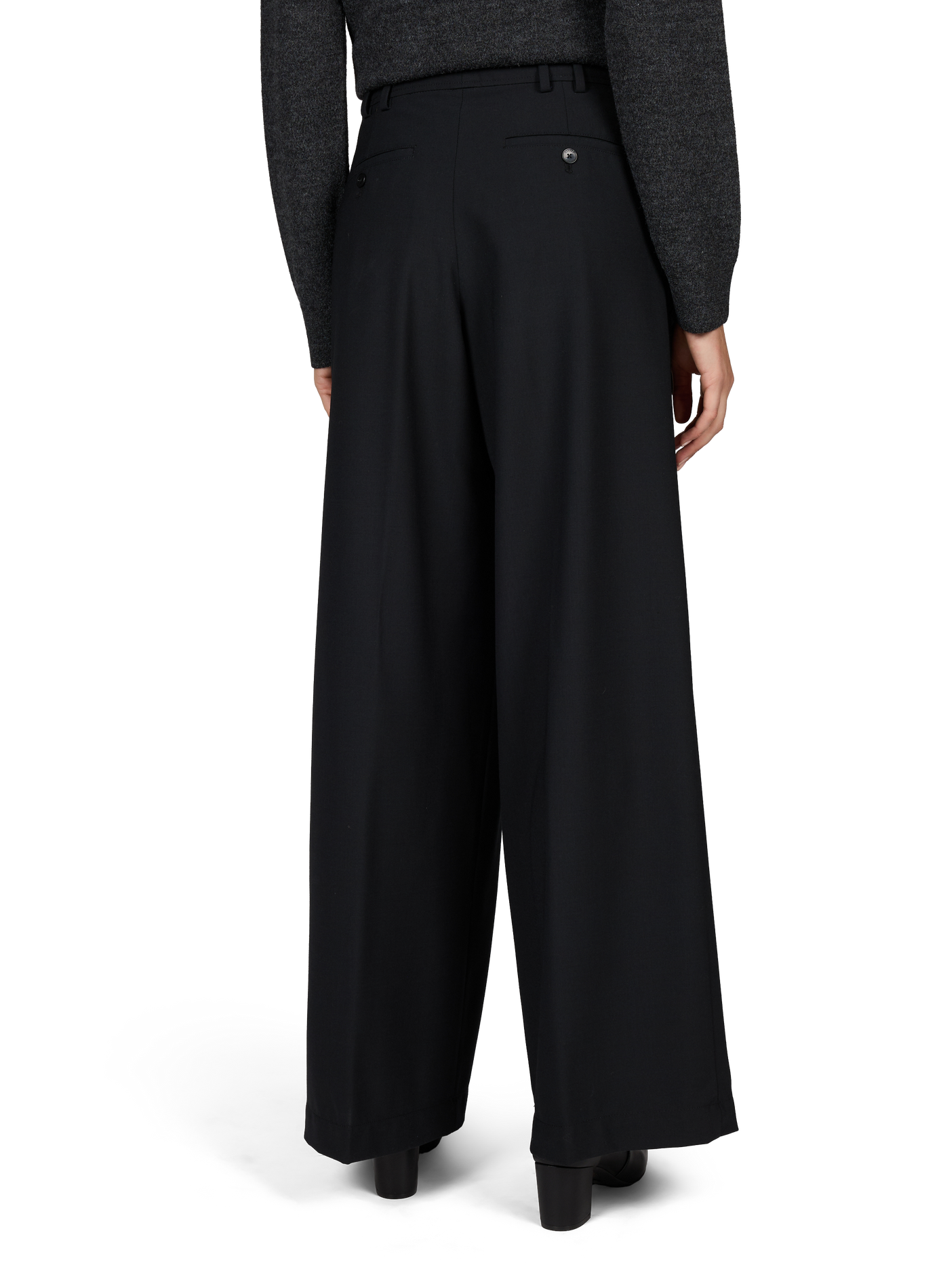 Pantalon large en laine mélangée CLOSED Noir