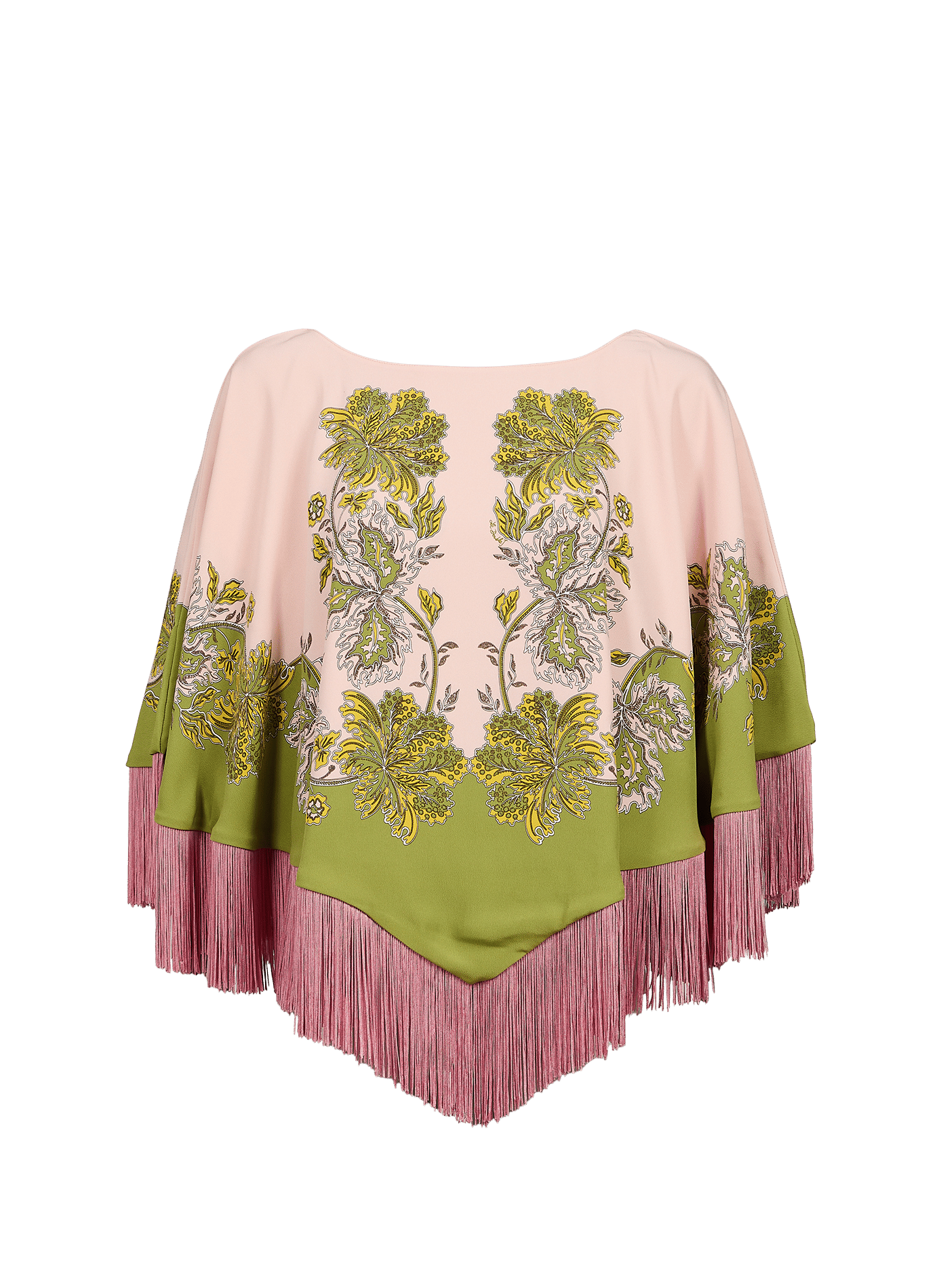 Printed mini fringed poncho LA DOUBLEJ Pink