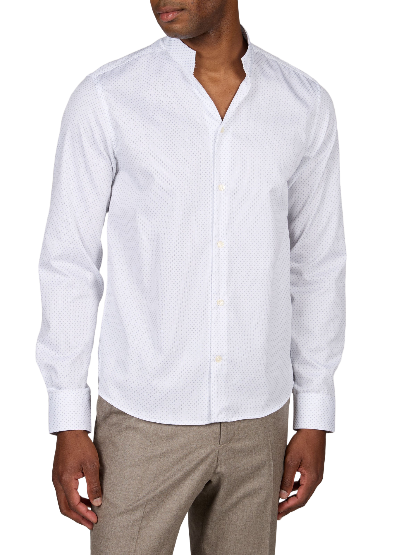 Getailleerd overhemd met katoenen motief AU PRINTEMPS PARIS Beige