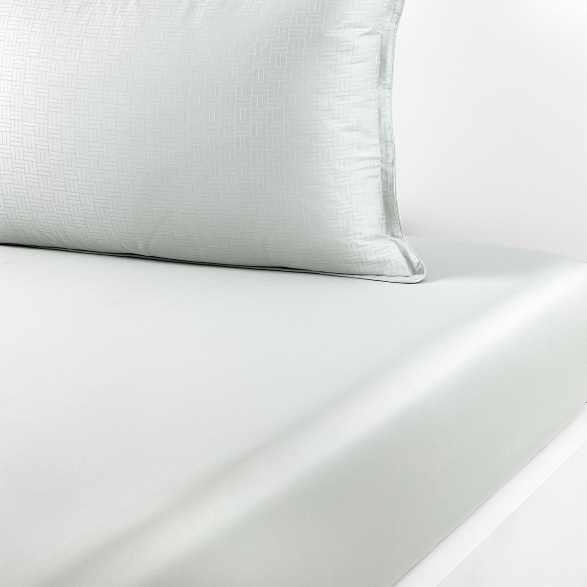 Drap housse en satin de coton, lattice  Iceblue