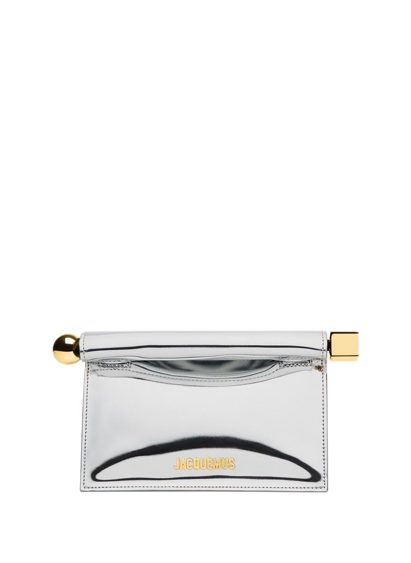 La petite pochette Rond Carré métallisée JACQUEMUS Silver