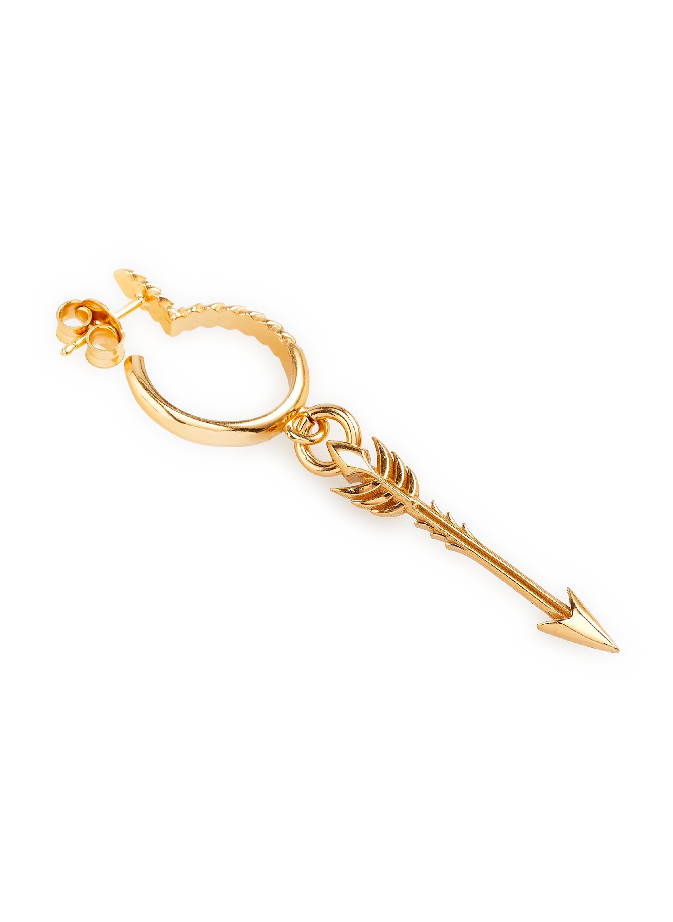 Boucle d'oreille Flèche en argent plaqué or