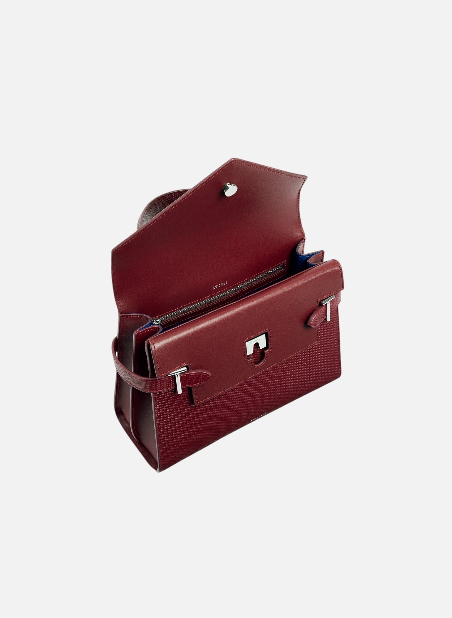 Sac à main double rabat moyen modèle emilie en cuir signature t LE TANNEUR Rouge