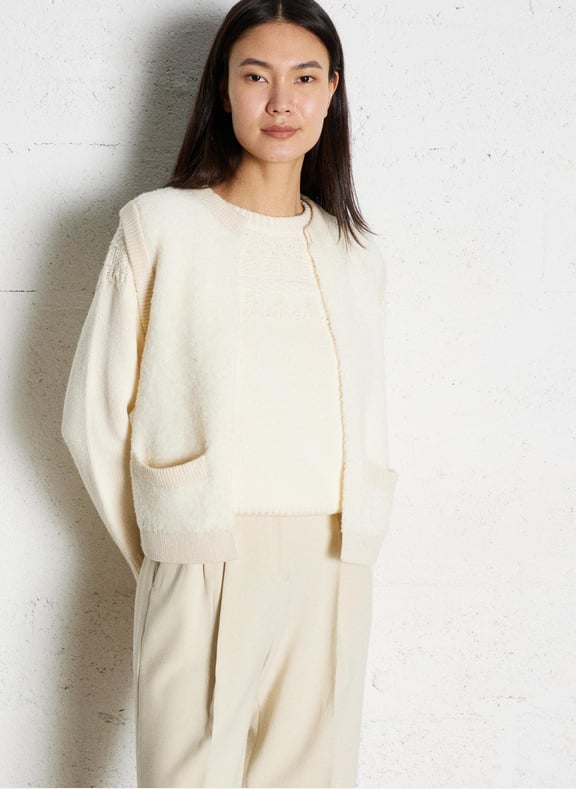Veste droite en laine mélangée clarence Beige by MAISON 123 MAISON 123 Veste droite en laine mélangée clarence Beige