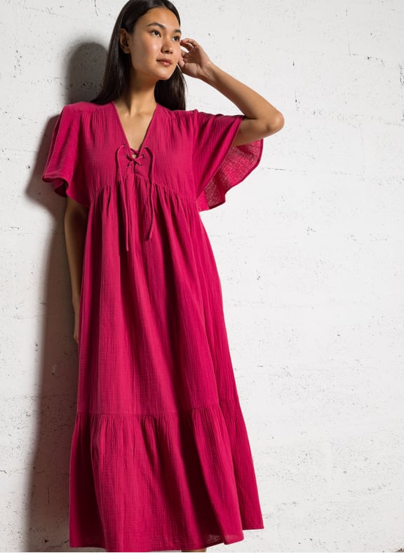 Robe col v ample en gaze de coton garcia Rose by BA&SH BA&SH Robe col v ample en gaze de coton garcia Rose