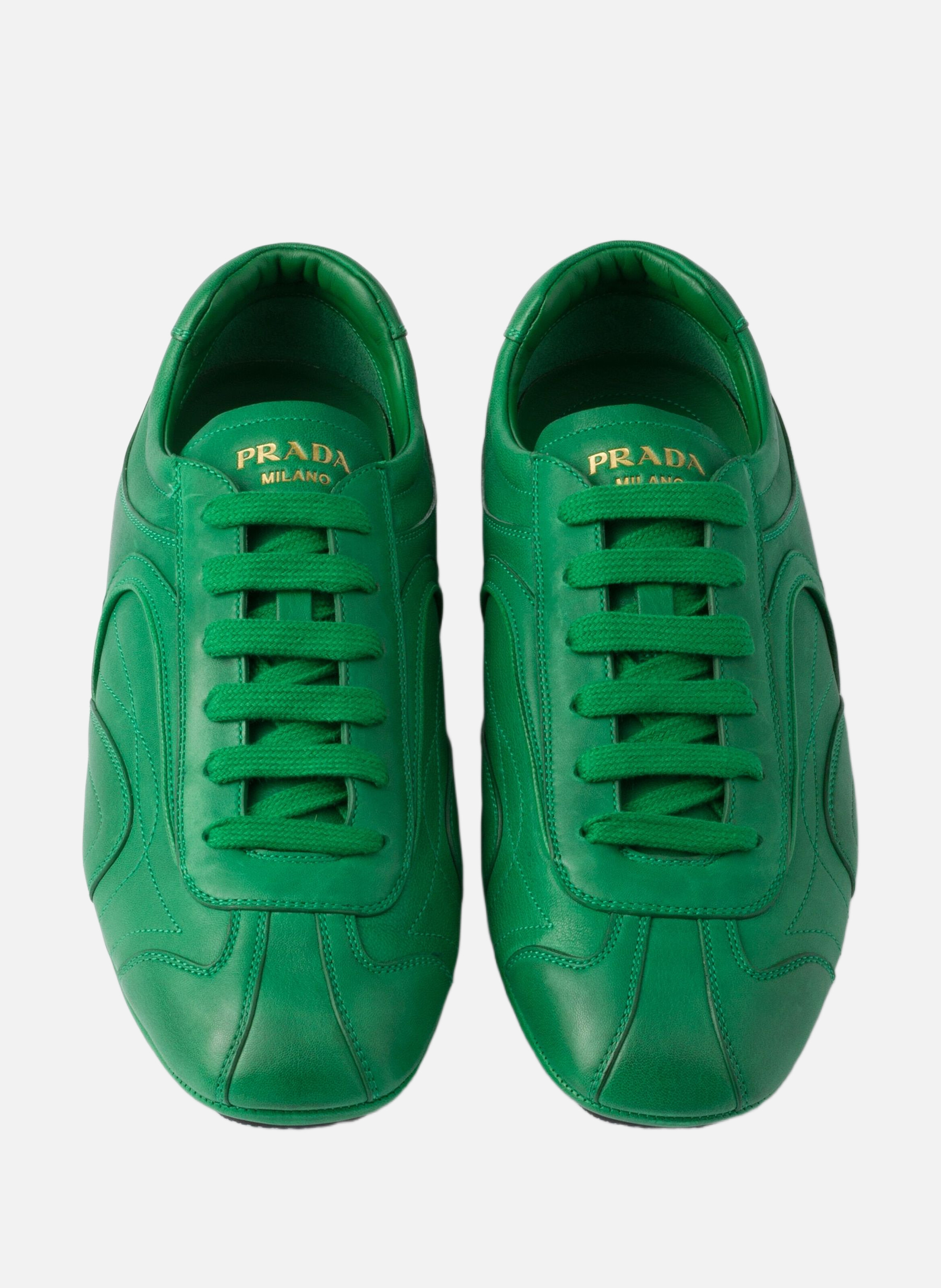 Baskets montecarlo re-edition 2005 en cuir nappa v PRADA Vert