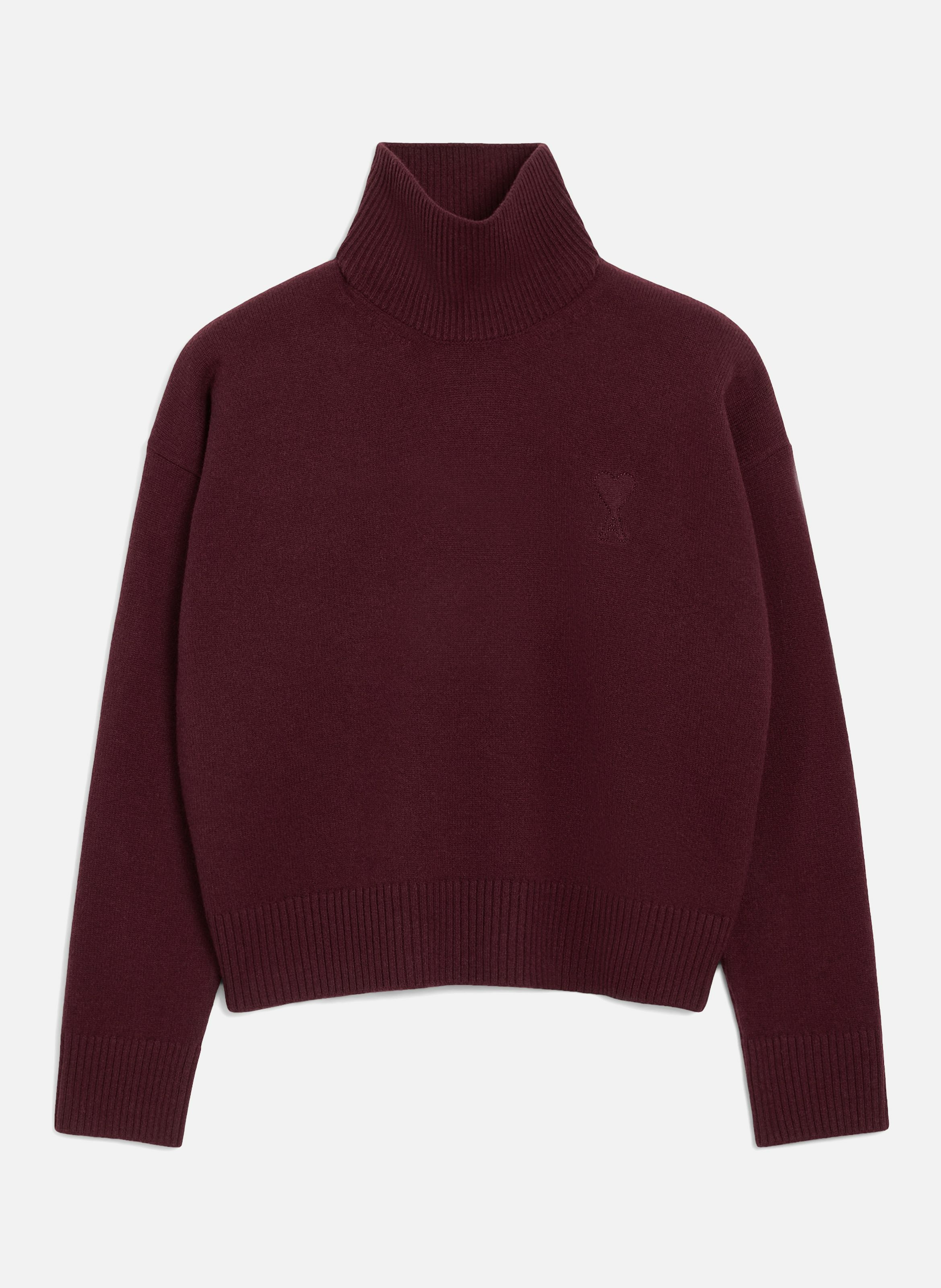 Pull col cheminée ami de coeur en laine unisexe AMI PARIS Rouge