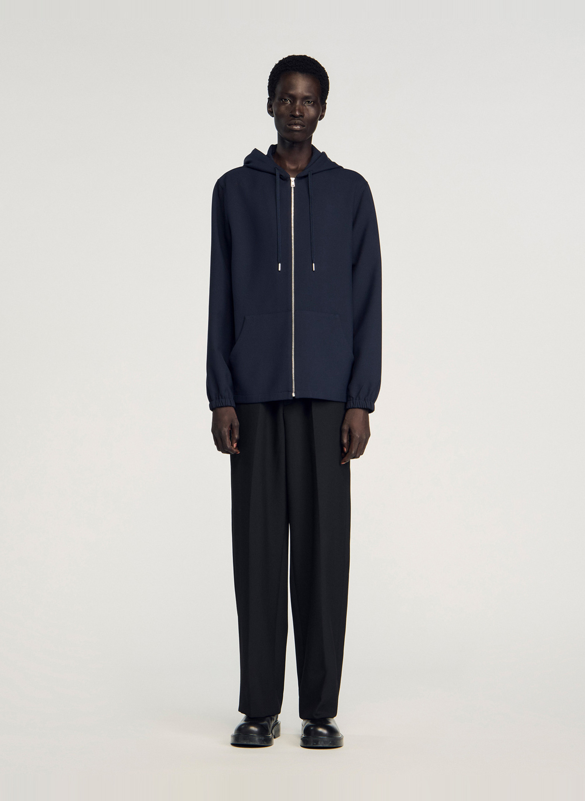 Sweat droit à capuche SANDRO Bleu