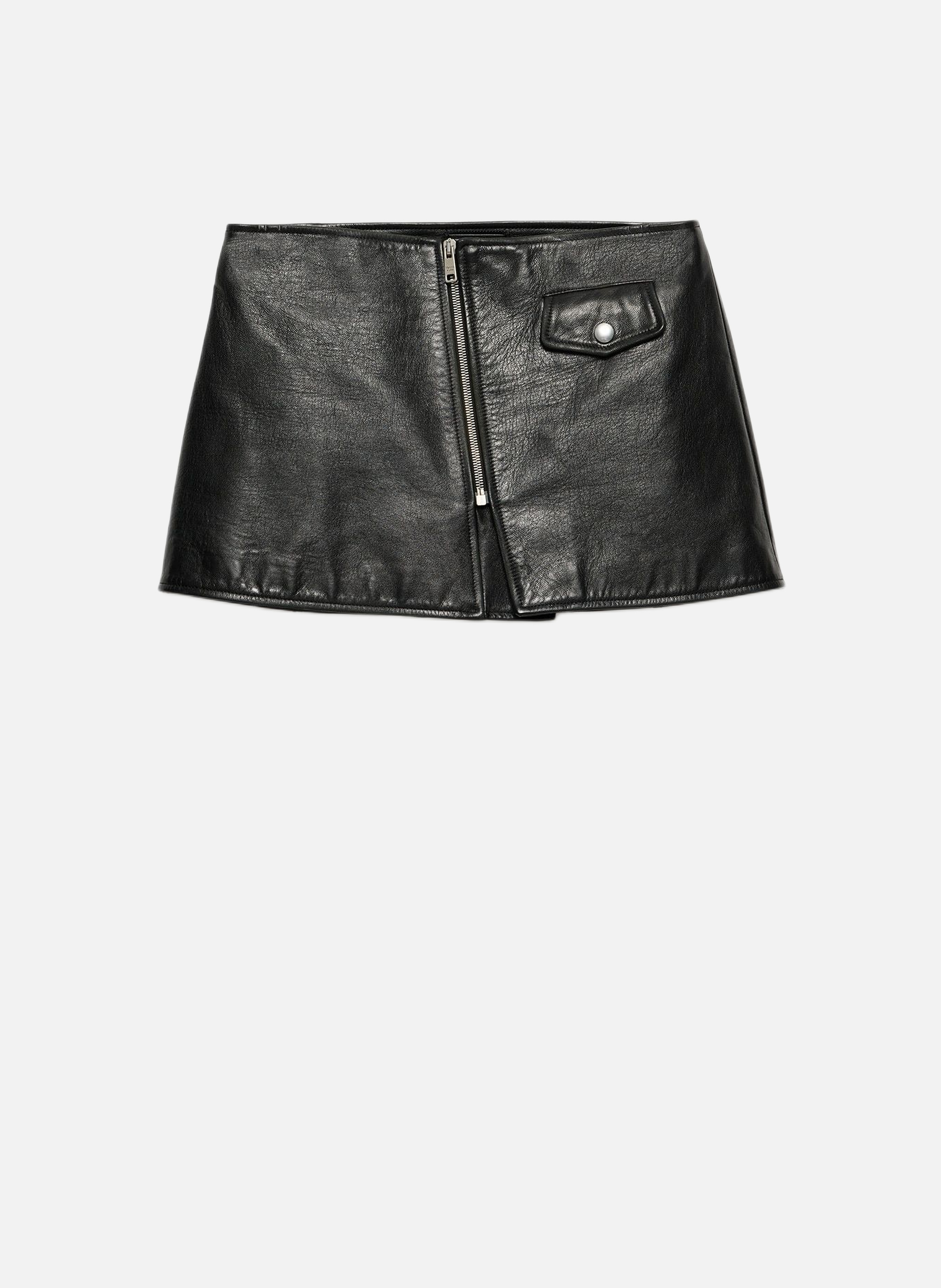 Jupe courte en cuir PRADA Noir