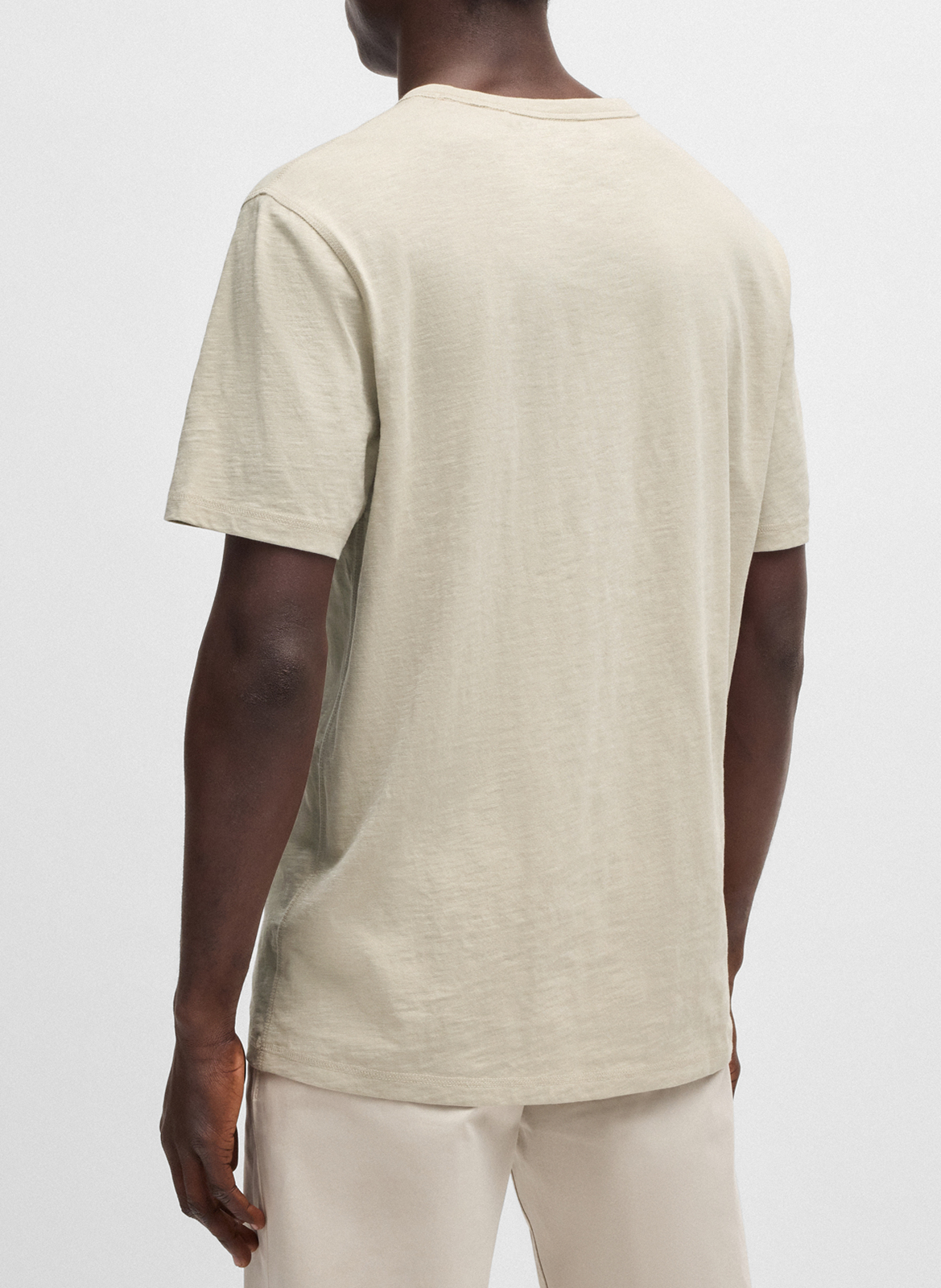 Tee-shirt col rond en coton BOSS Beige