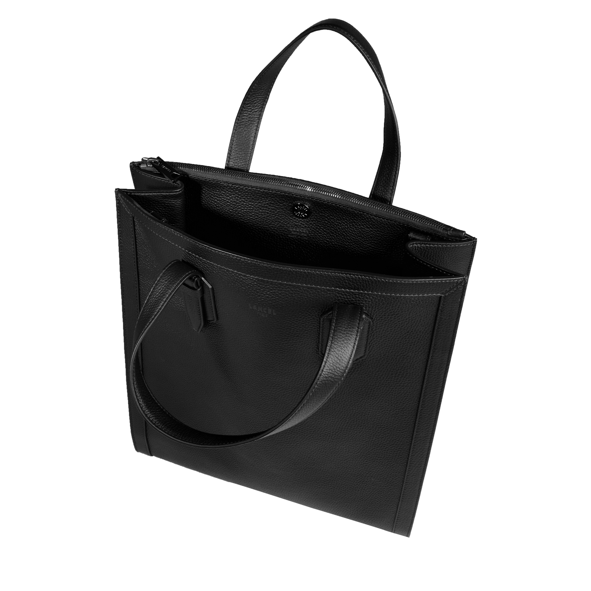Sac cabas vertical zippé charlie de lancel en cuir LANCEL Noir
