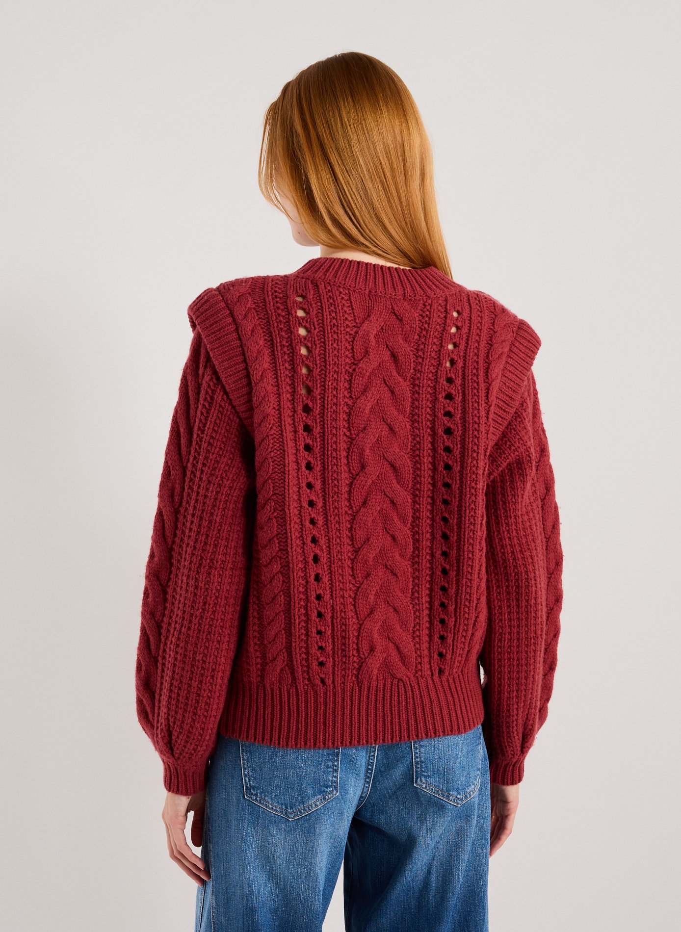 Pull droit en maille torsadée de laine LOUISE MISHA Rouge