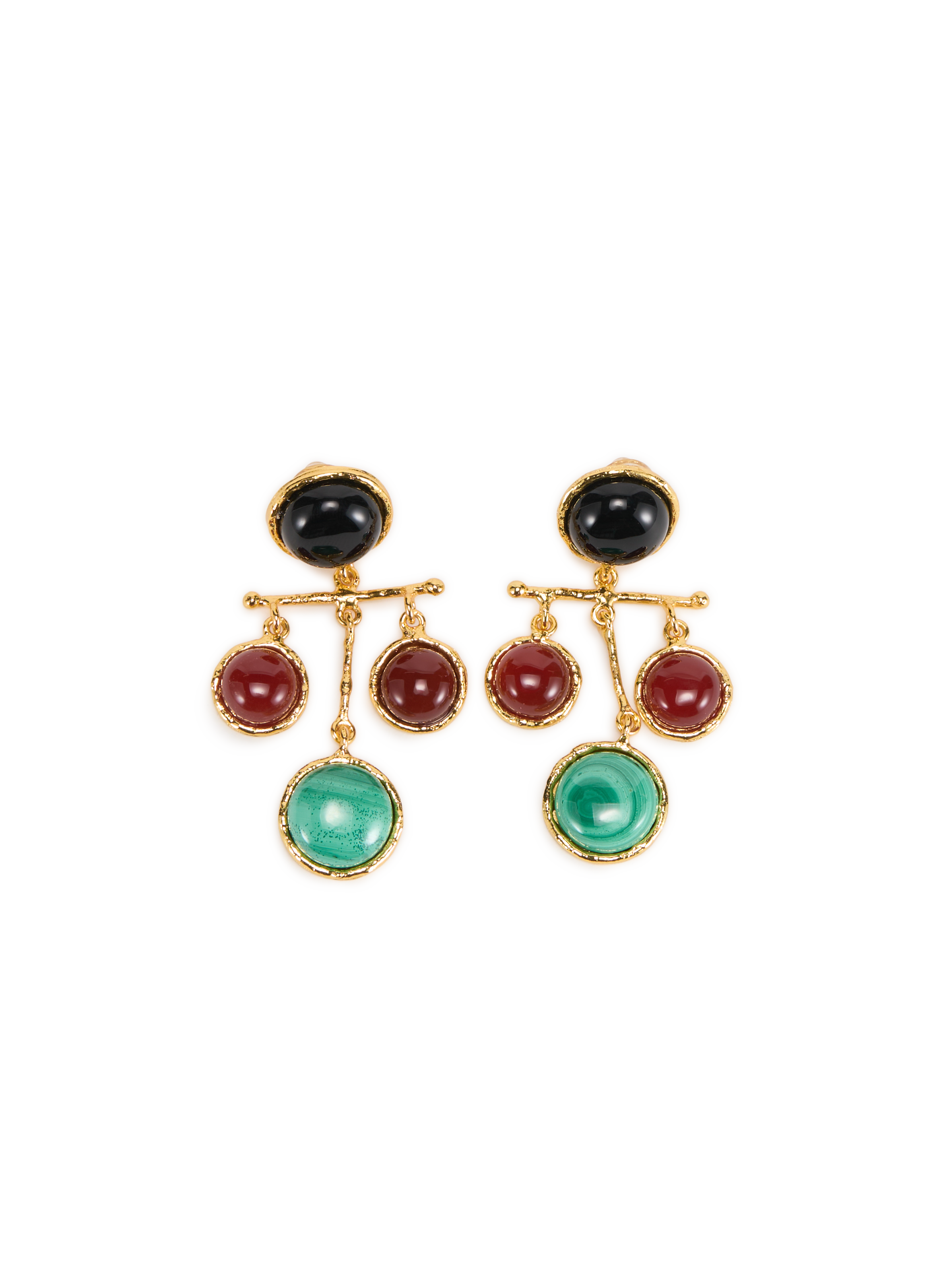SYLVIA TOLEDANO Hanging brass and stone earrings Multicolour