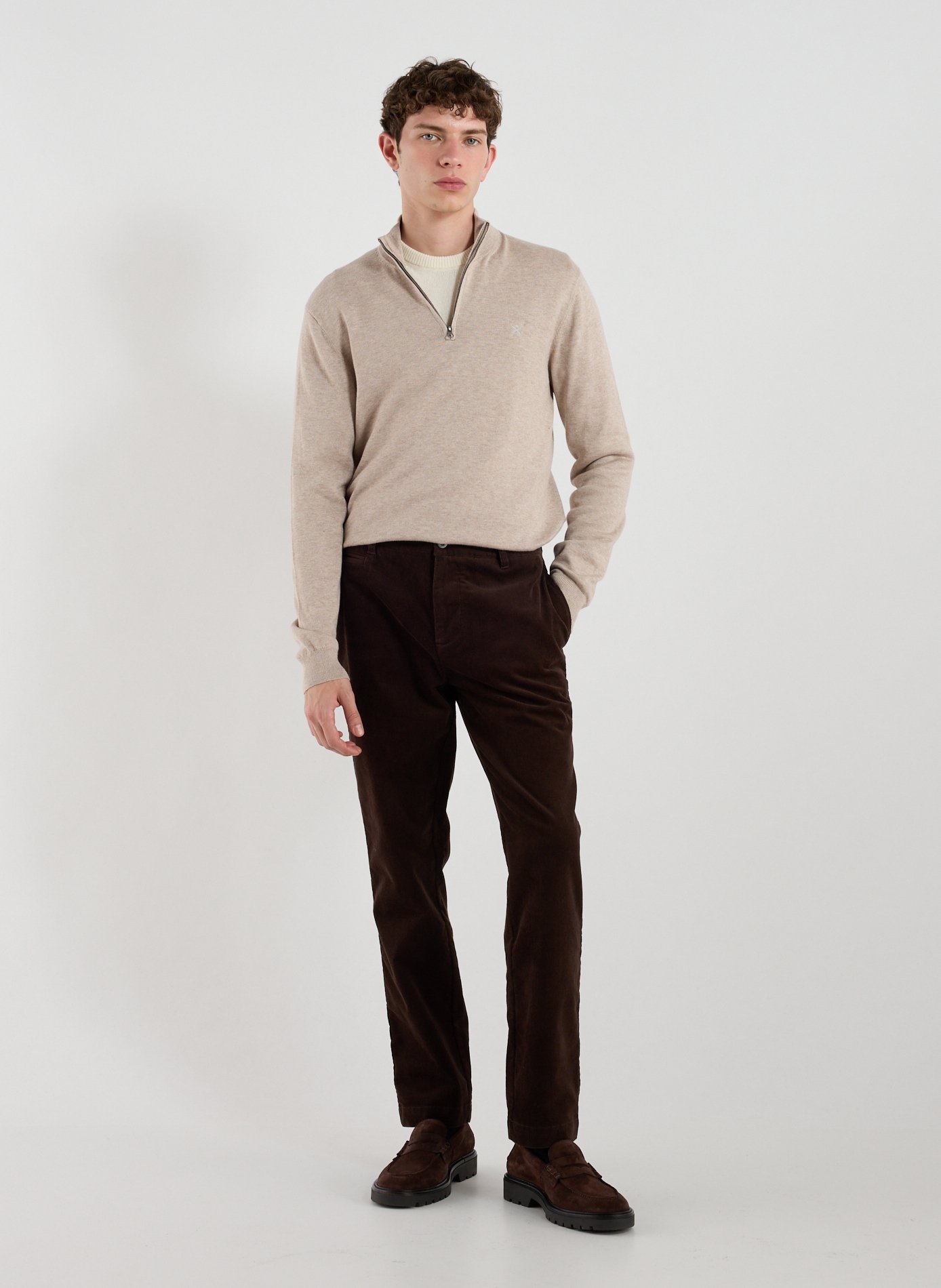 Cotton high-neck jumper HACKETT Beige