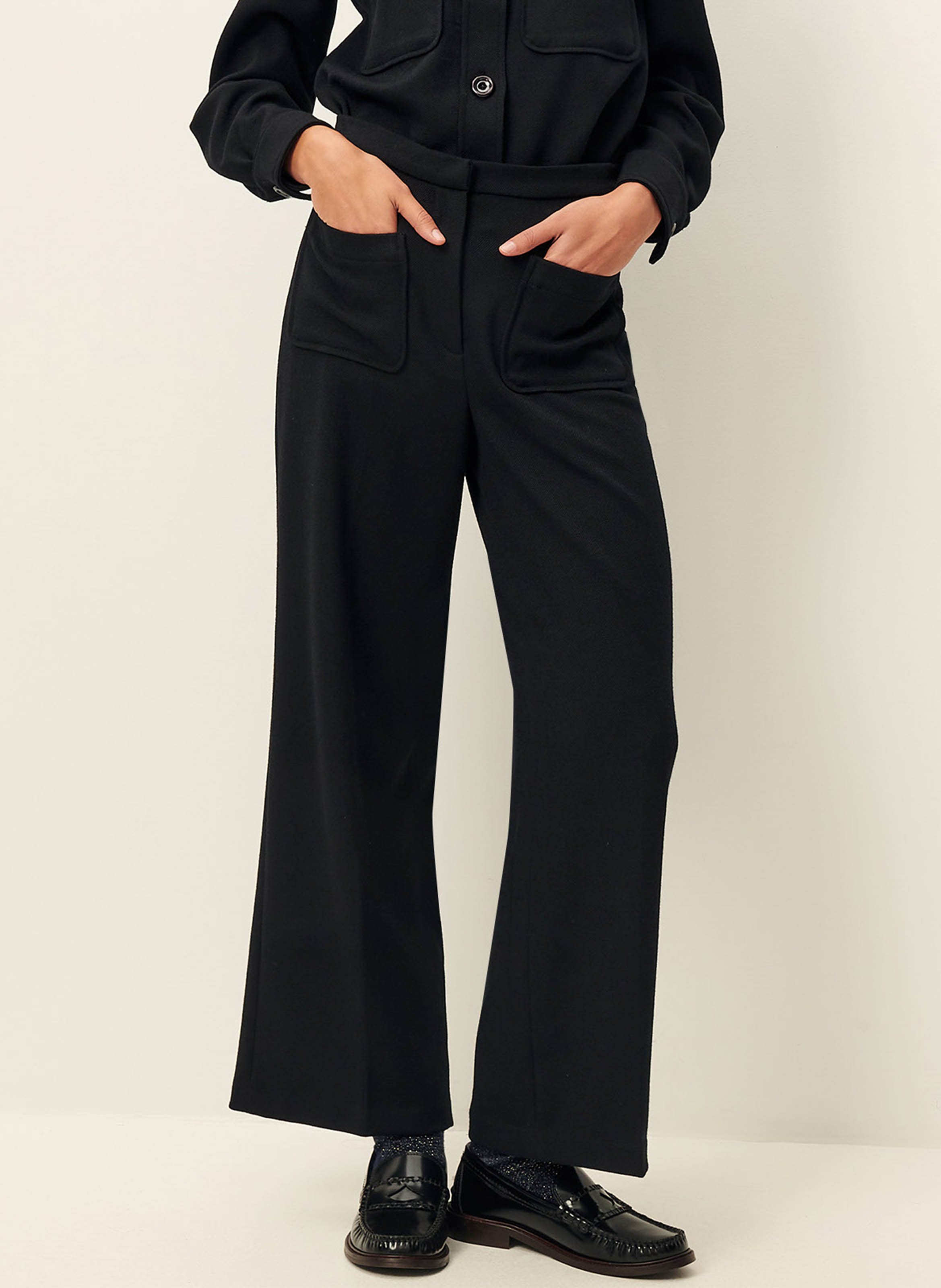 Pantalon droit à plis marqués alberwool SESSUN Noir