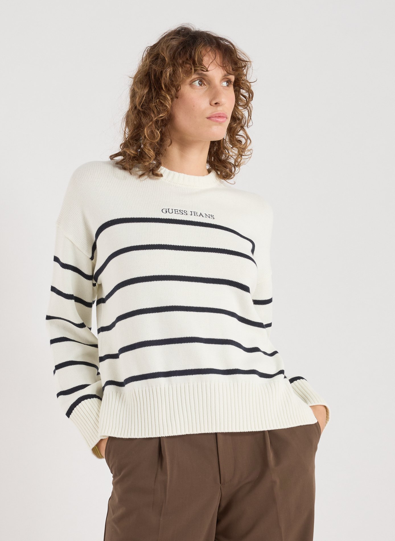 GUESS Pull à rayures en coton Multicolore