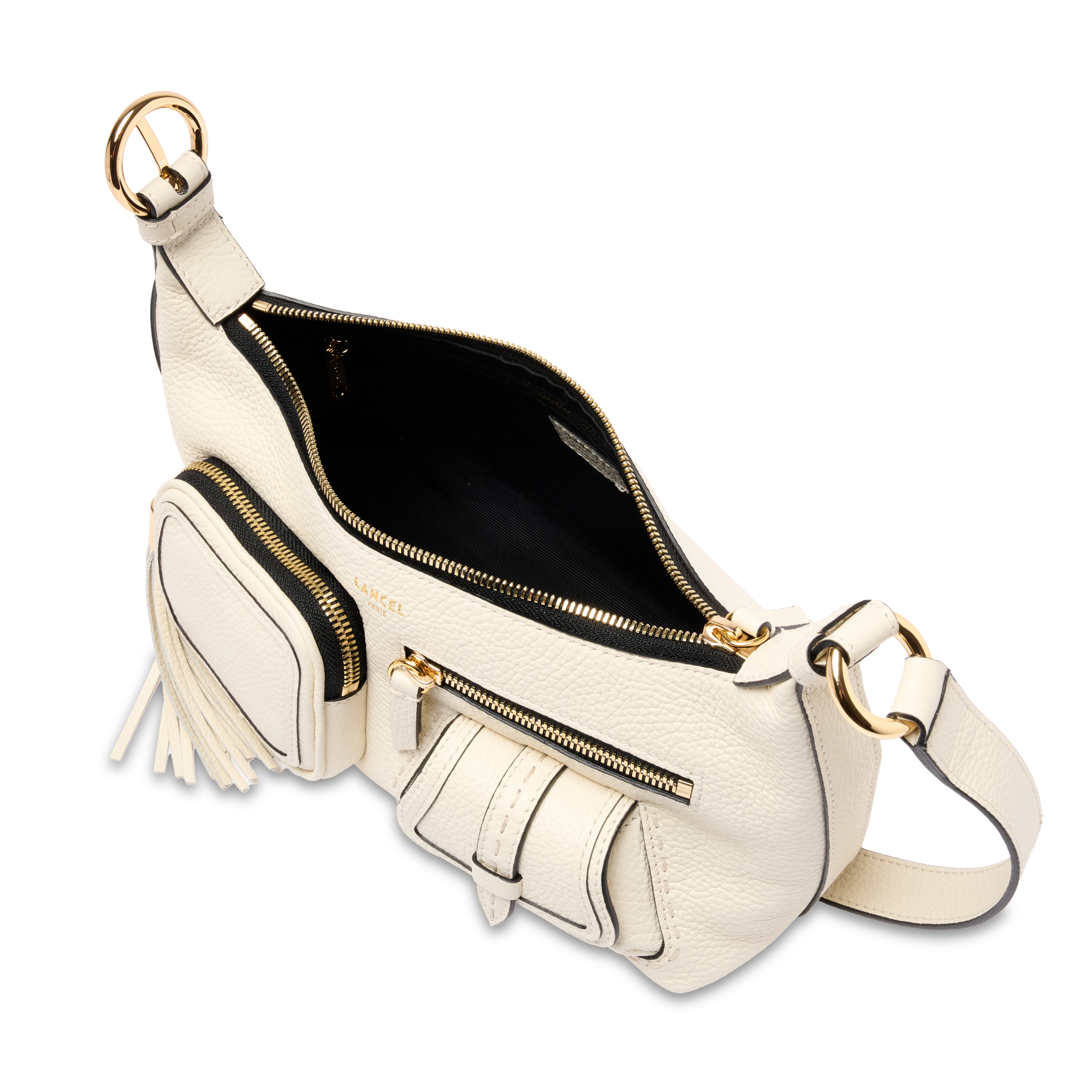 Sac porté croisé zippé multipoches s premier flirt de lancel en cuir LANCEL Blanc