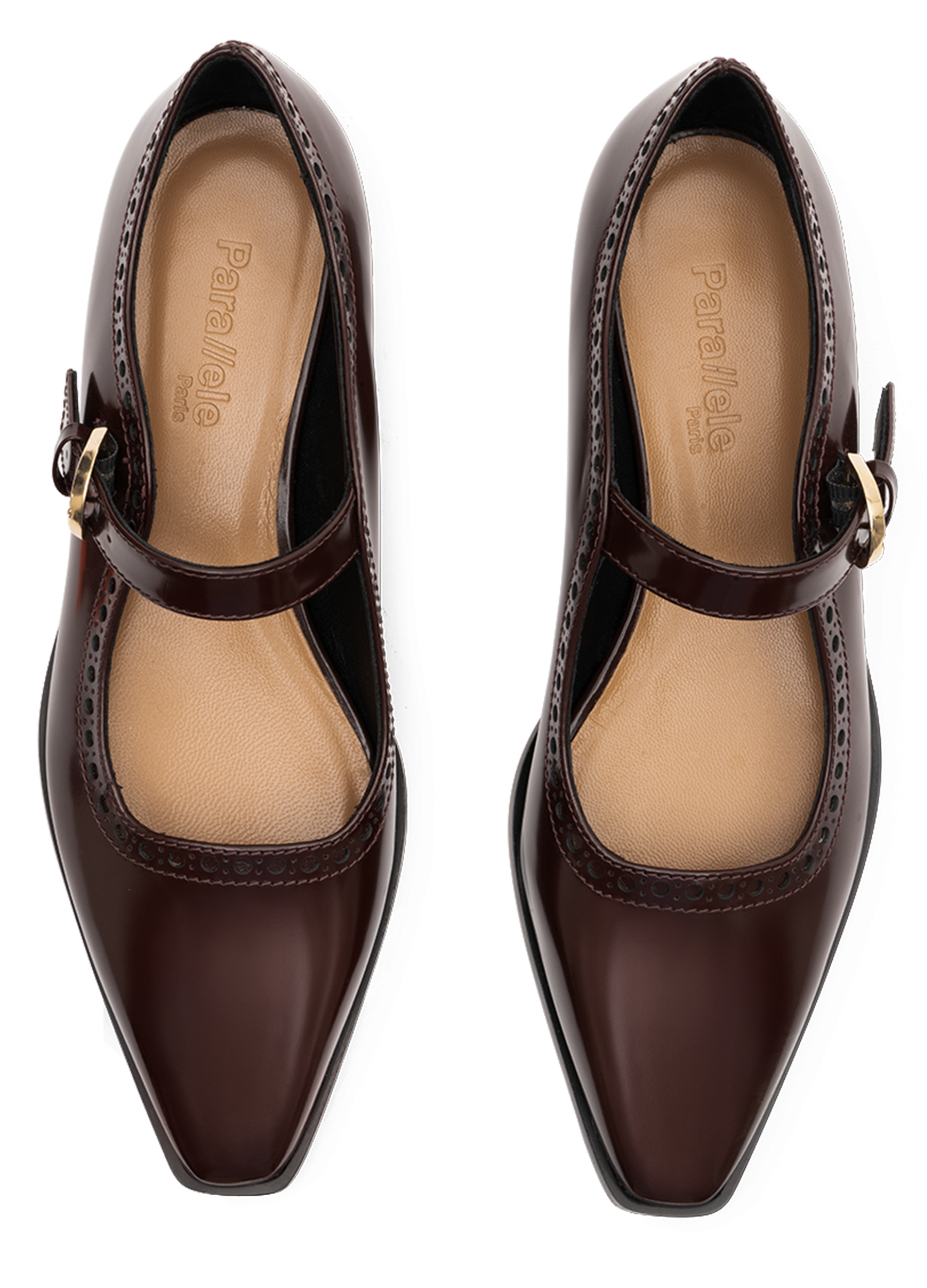 Ballerines marsala en veau brossé PARALLELE Rouge