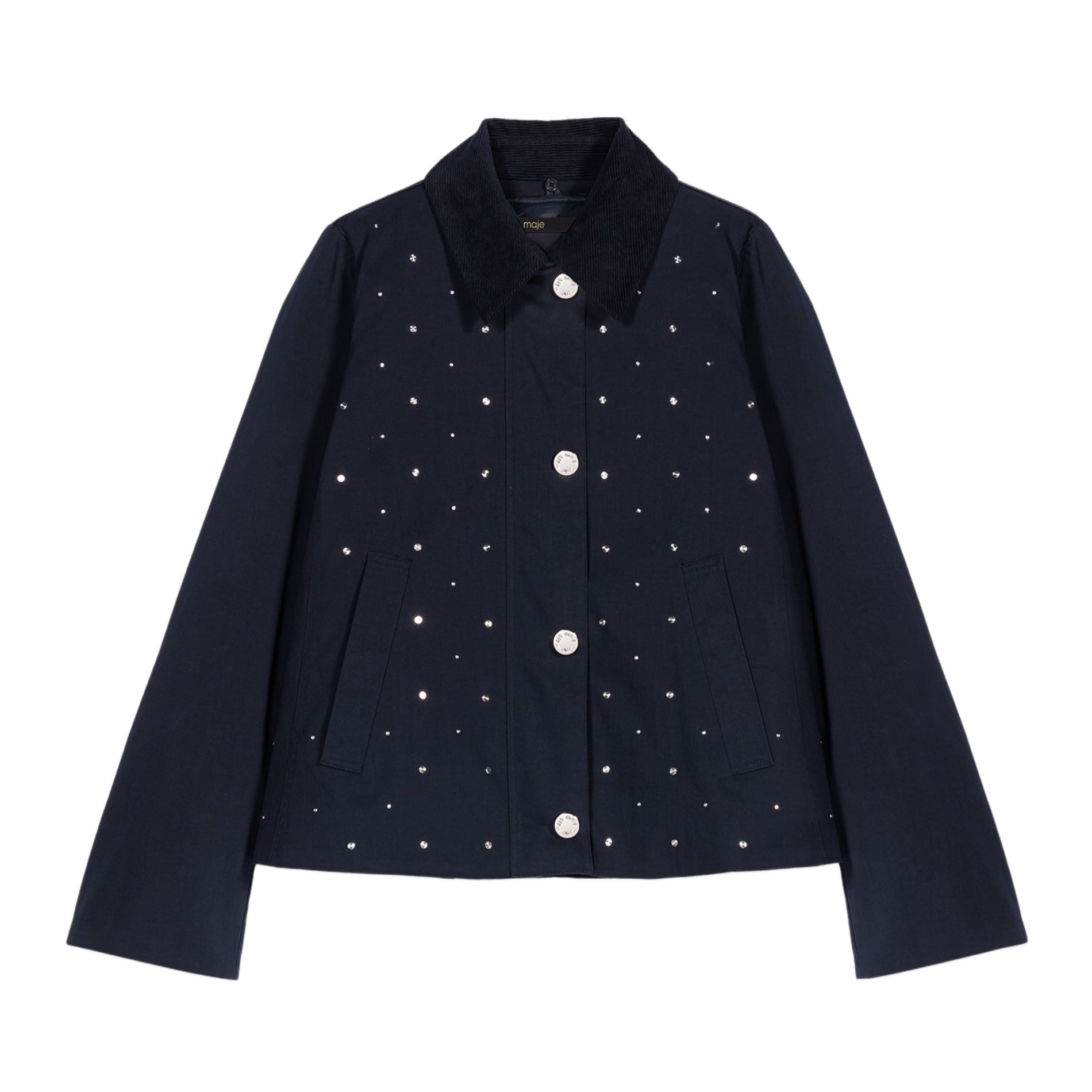 Veste col classique en coton mélangé Bleu