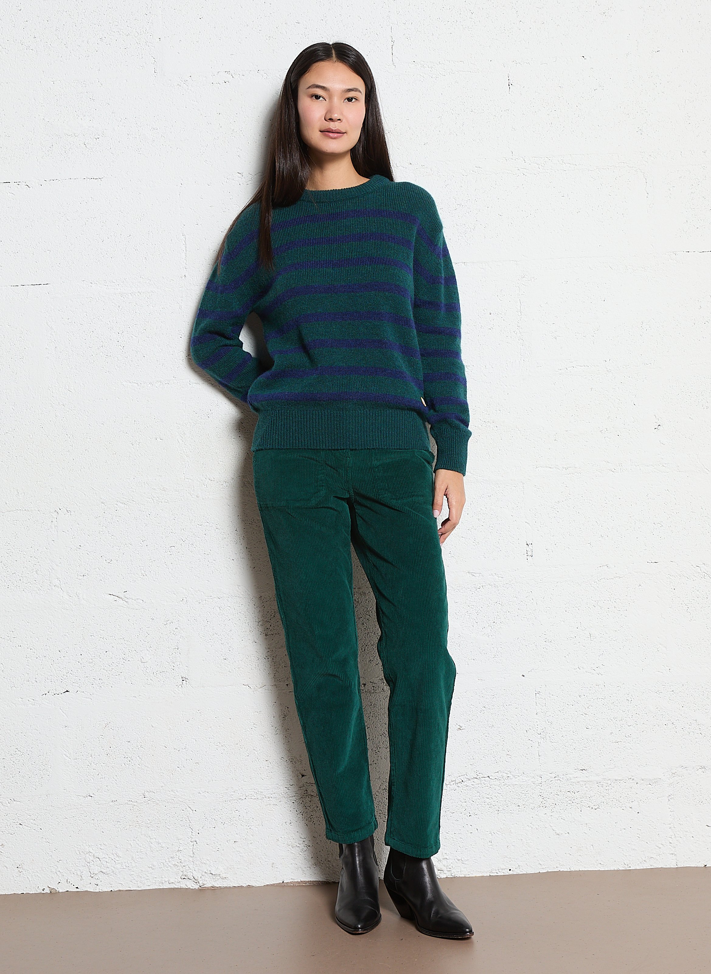 Pantalon droit en velours côtelé ARMOR-LUX Vert