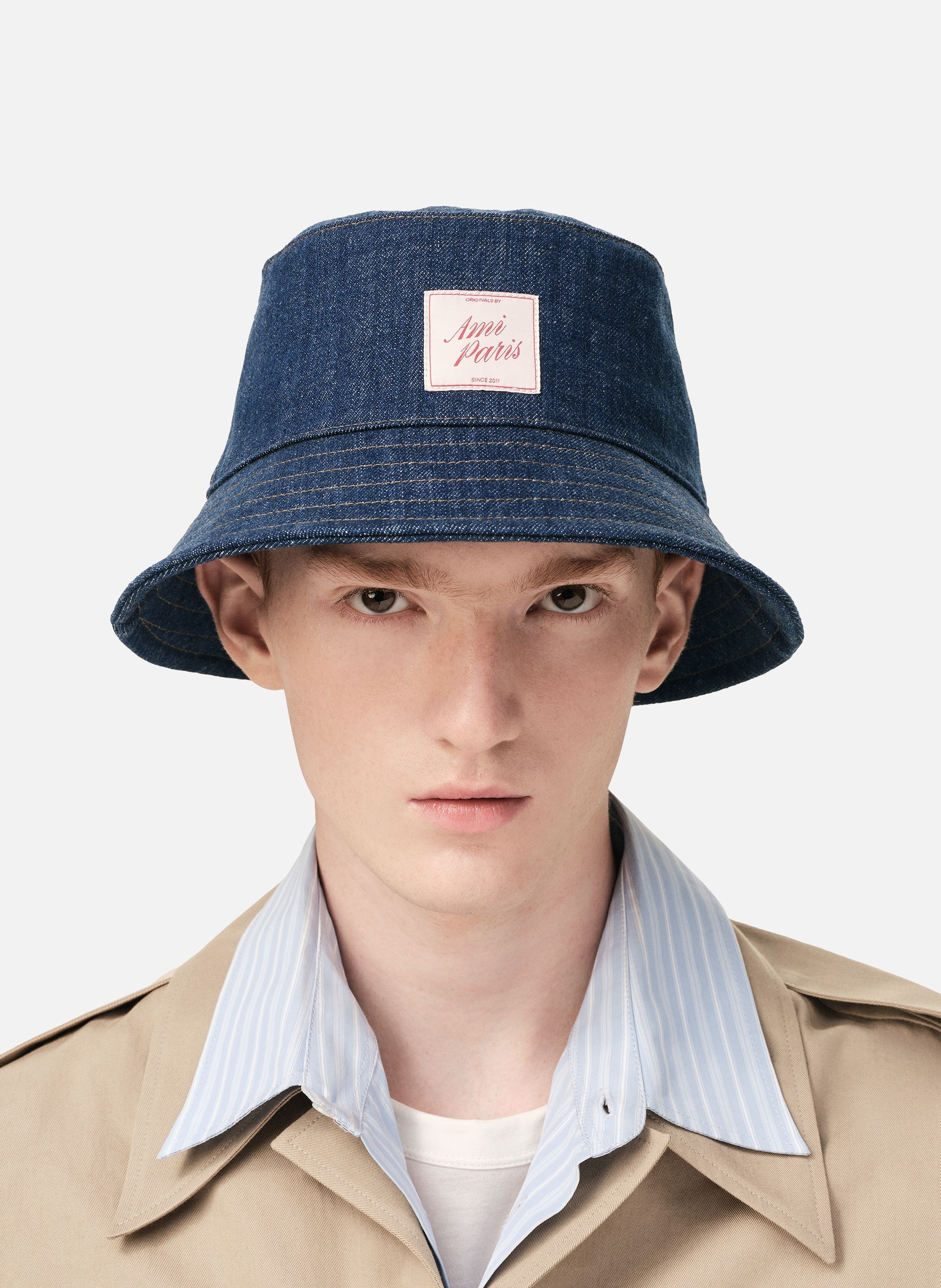 Bob denim empiècement ami paris héritage unisexe en coton AMI PARIS Bleu