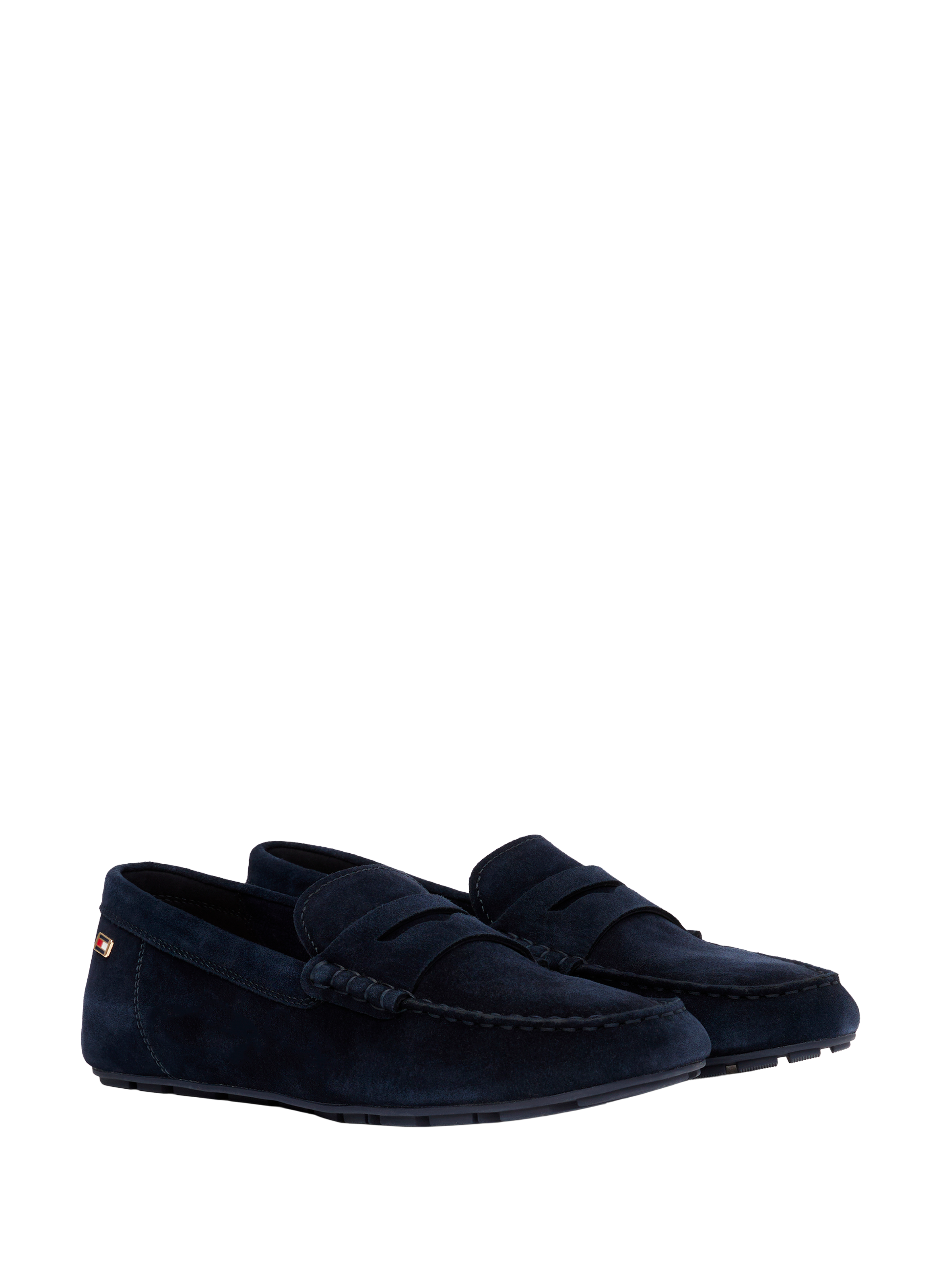 Mocassins daim à logo drapeau en cuir TOMMY HILFIGER Bleu