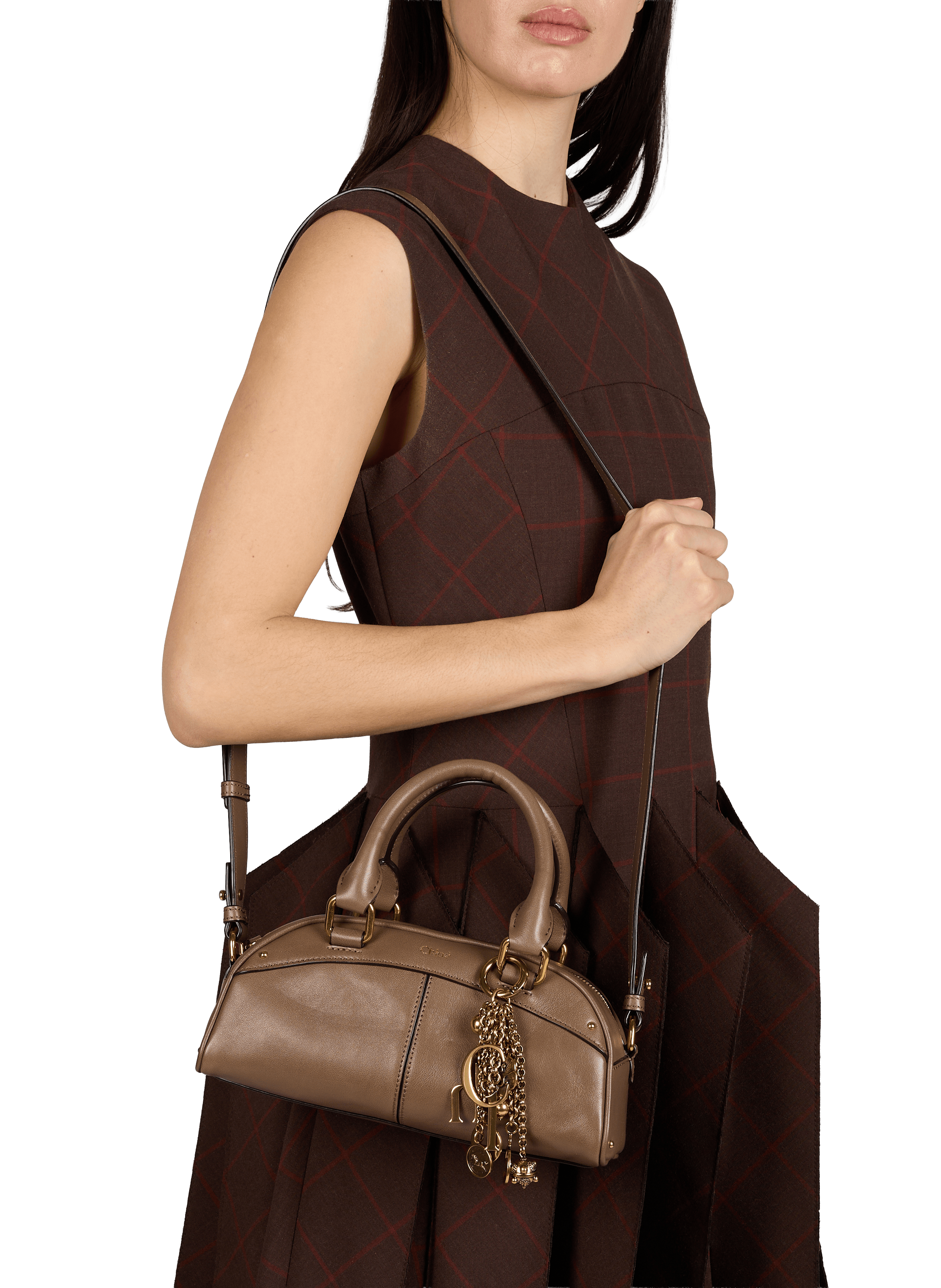 Petit sac bowling en cuir de veau CHLOÉ Gris