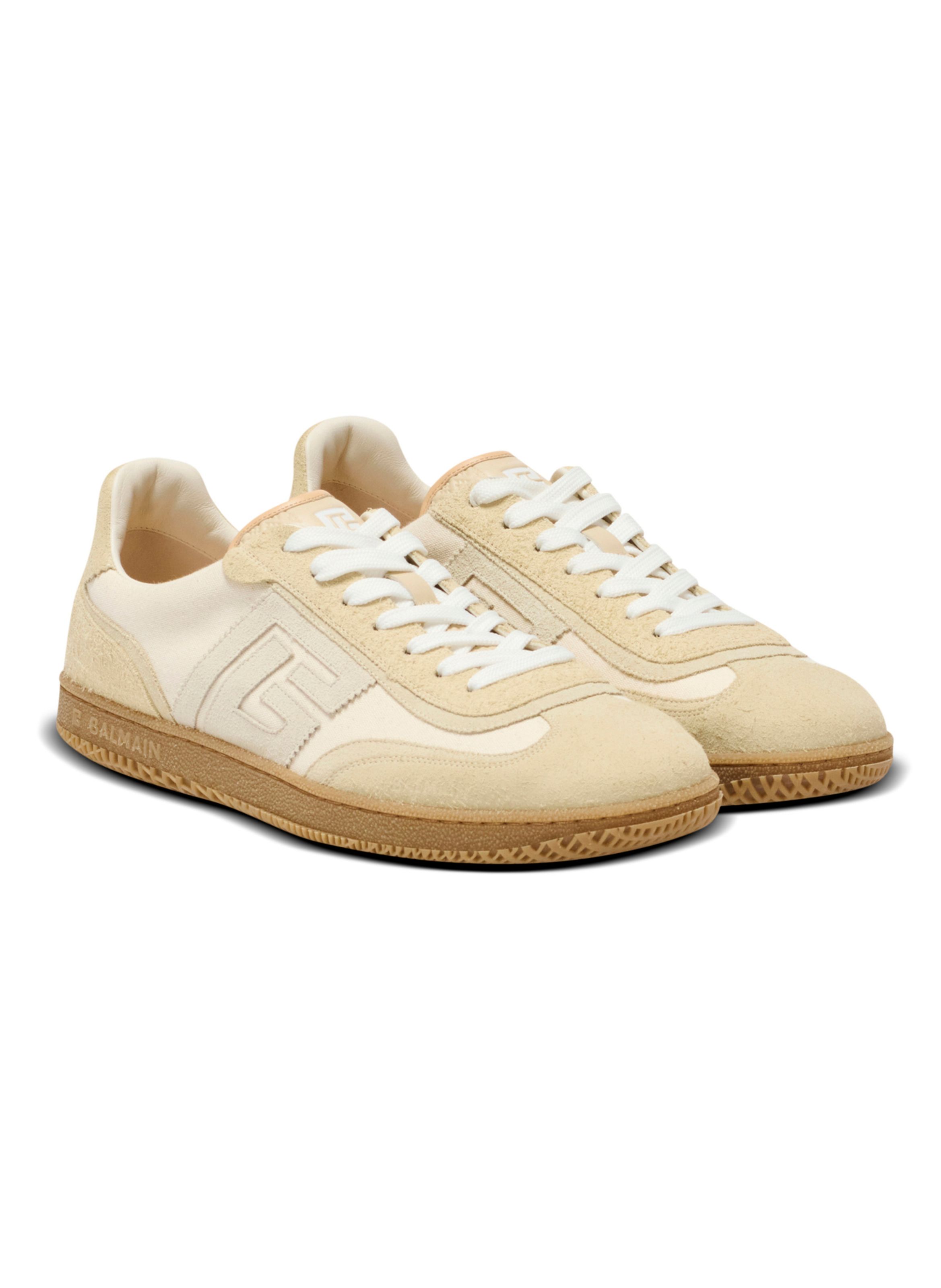 Baskets balmain swan en cuir suédé effet vieilli, cuir suédé et toile BALMAIN Beige
