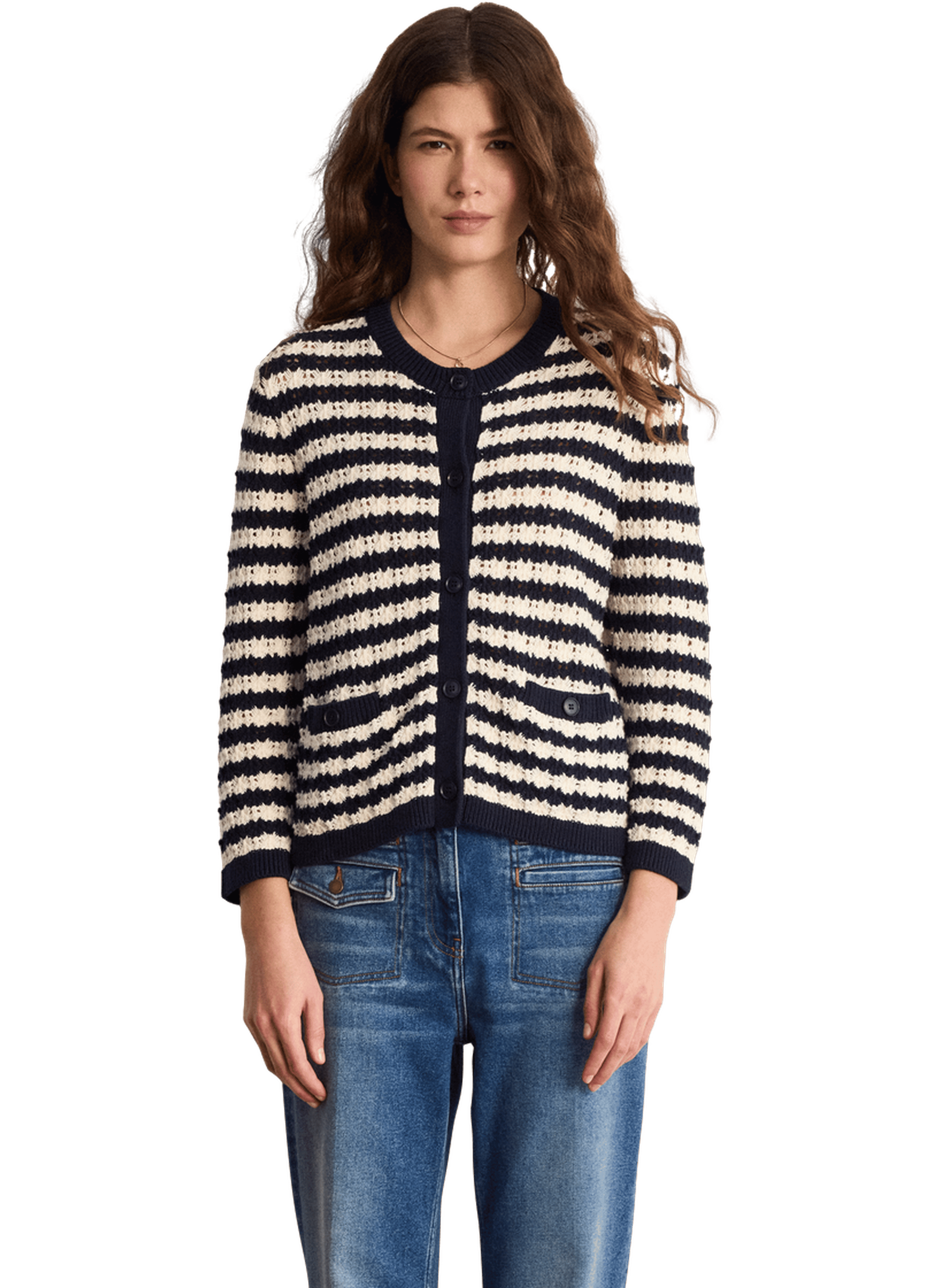 Gilet rayé en crochet - luisa PABLO Bleu