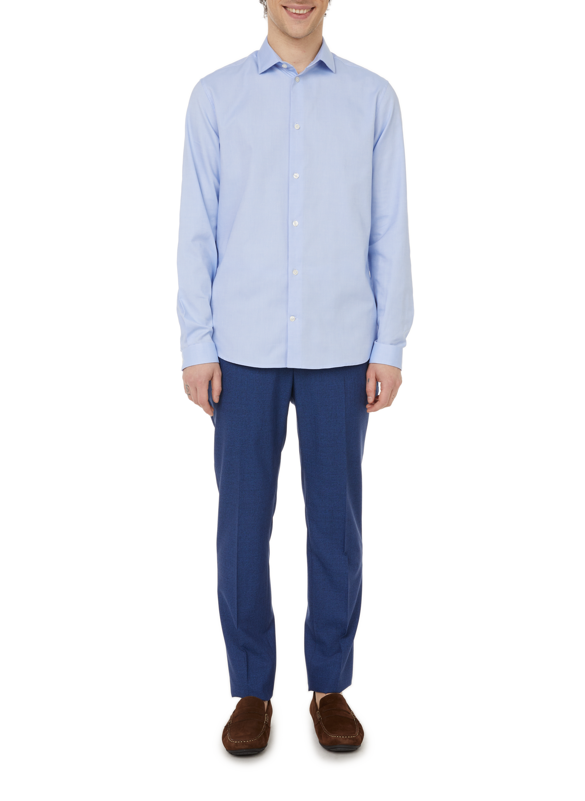 Slim-fit cotton shirt AU PRINTEMPS PARIS Blue
