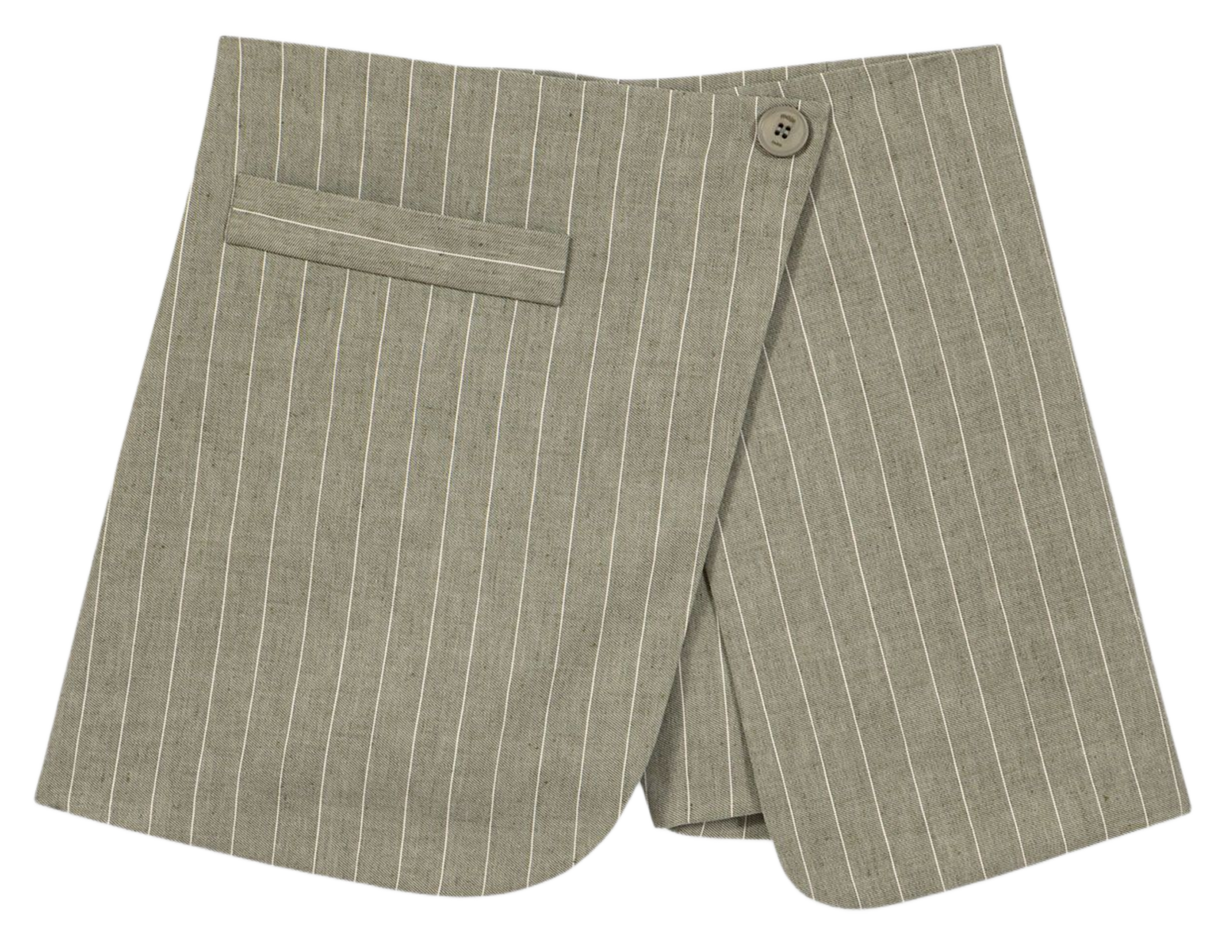 Short droit portefeuille à rayures fines MAJE Kaki