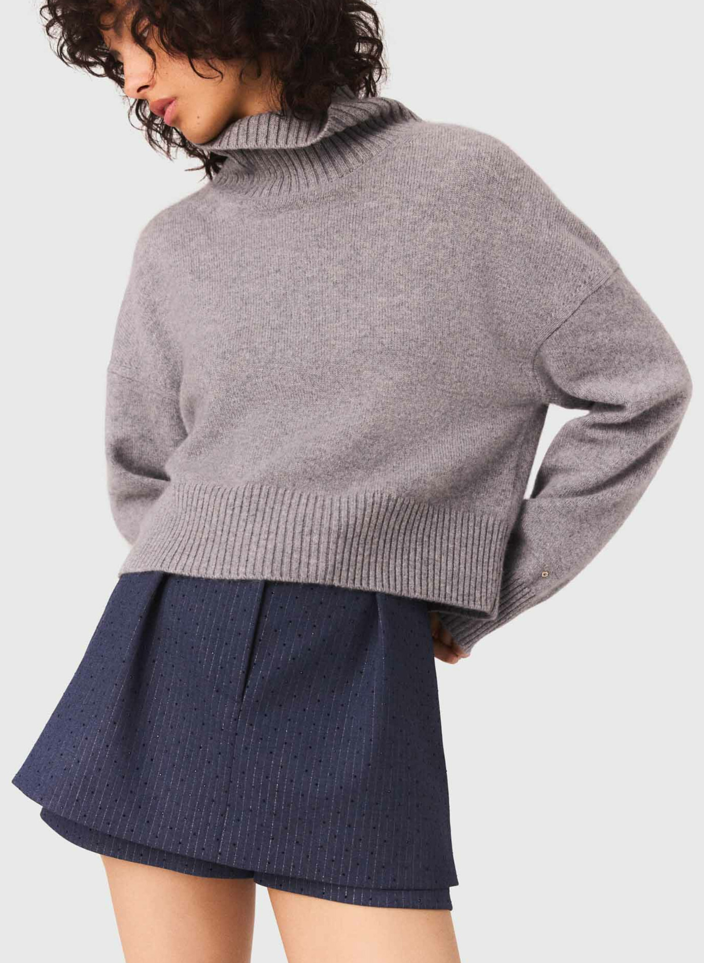 Pull court en cachemire mélangé MAJE Gris