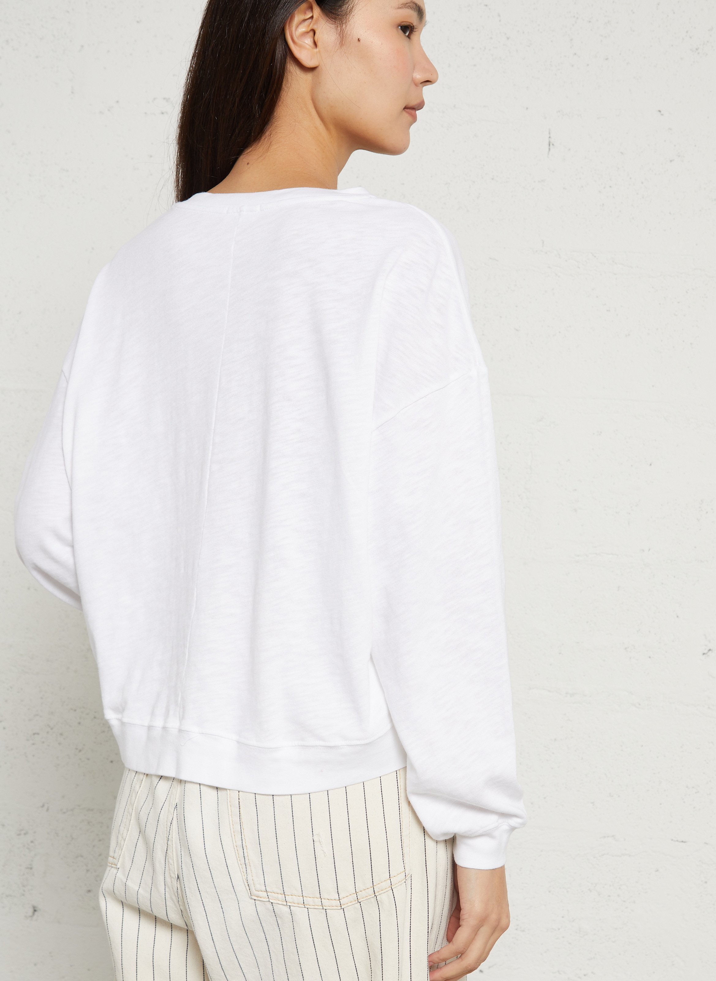 Tee-shirt droit col rond en coton sonoma Blanc