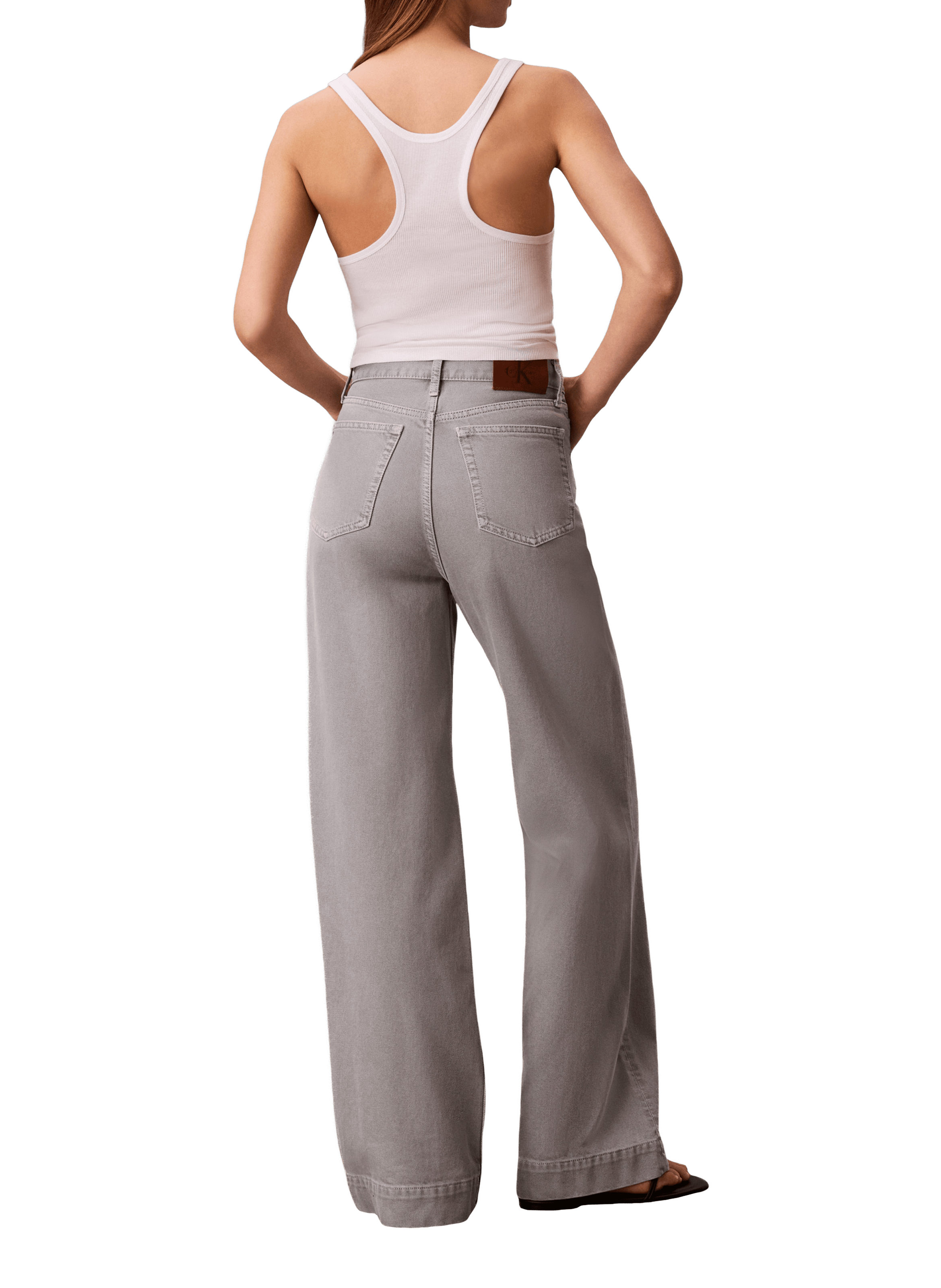 Jean taille haute en coton mélangé CALVIN KLEIN Gris