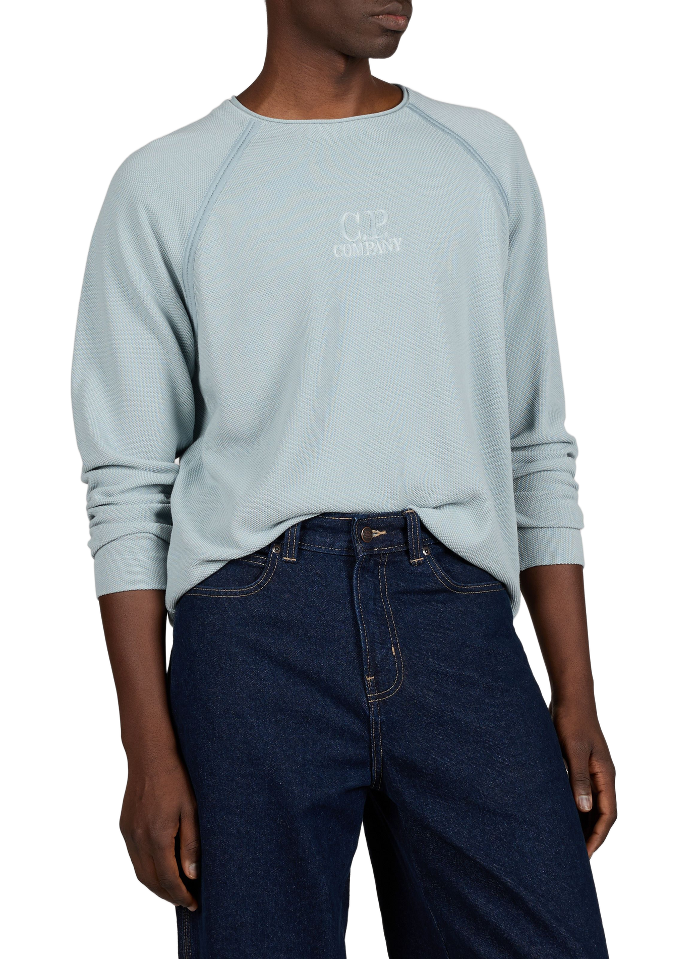 Embroidered brand cotton sweater CP COMPANY Blue