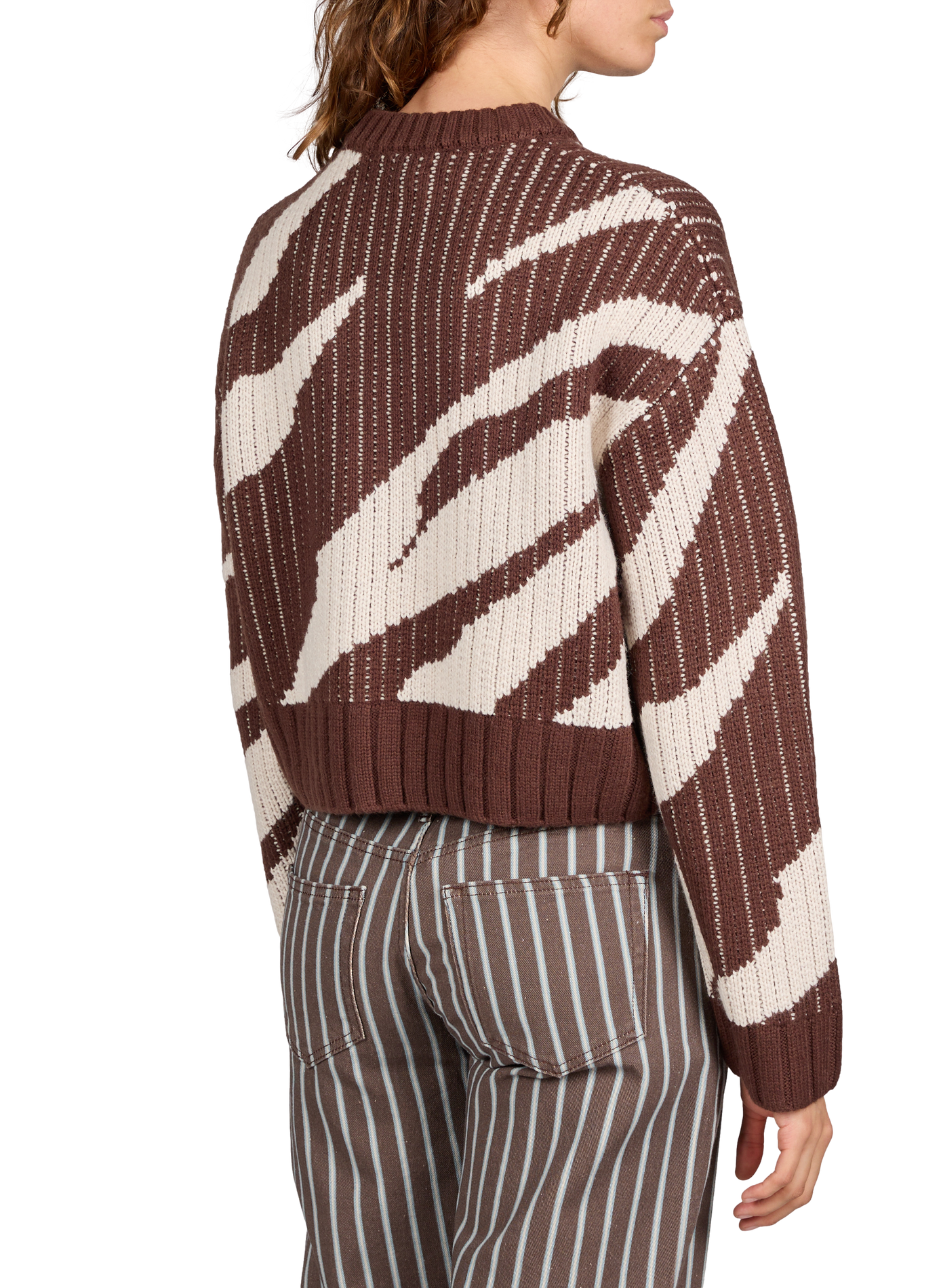 Pull ample à col rond TOPSHOP Marron