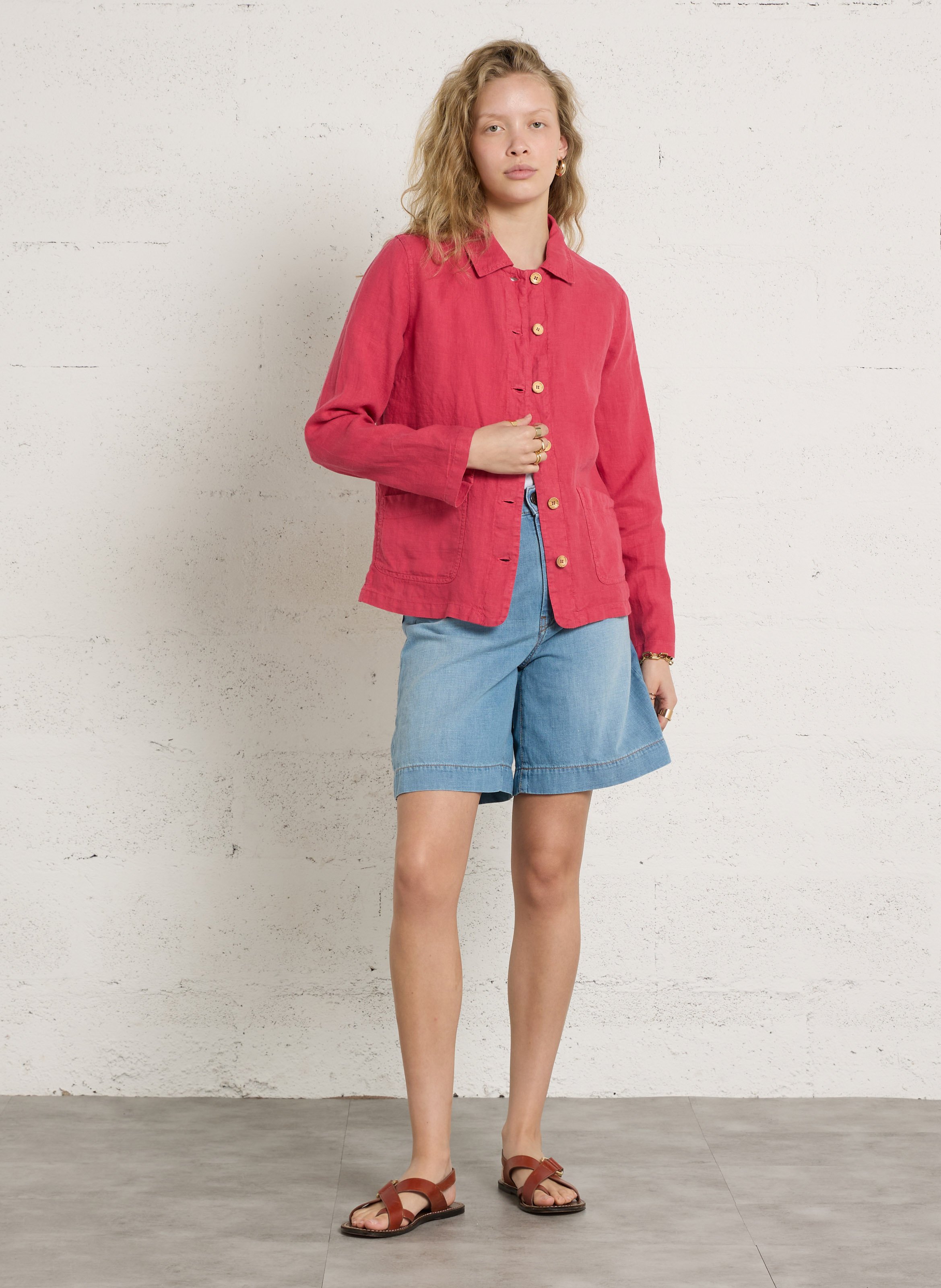 Chemise droite en lin ARMOR-LUX Rose